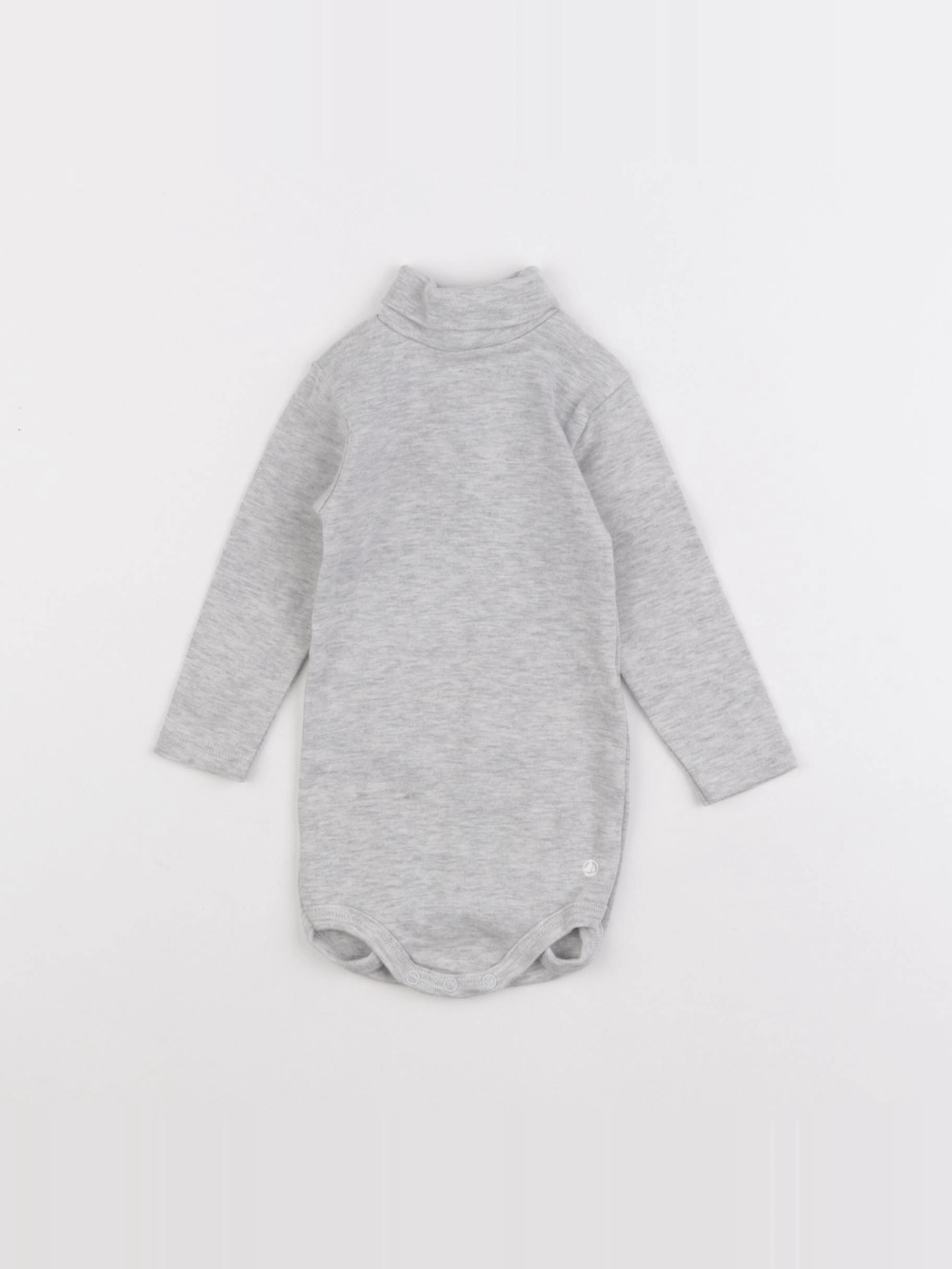 Petit Bateau - body à col gris - 6 mois