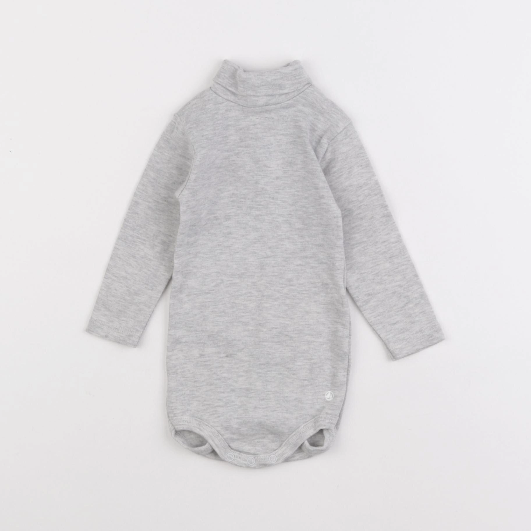 Petit Bateau - body à col gris - 6 mois