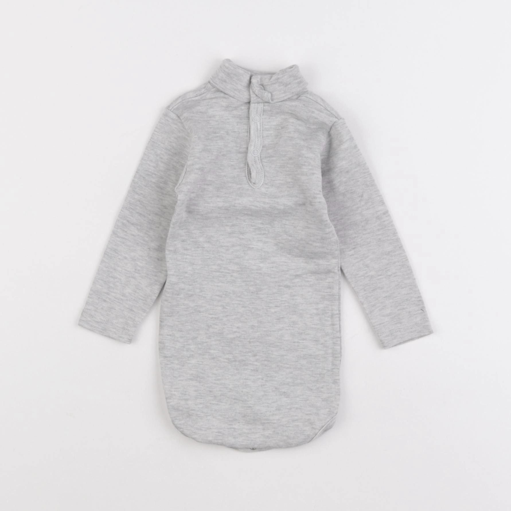 Petit Bateau - body à col gris - 6 mois