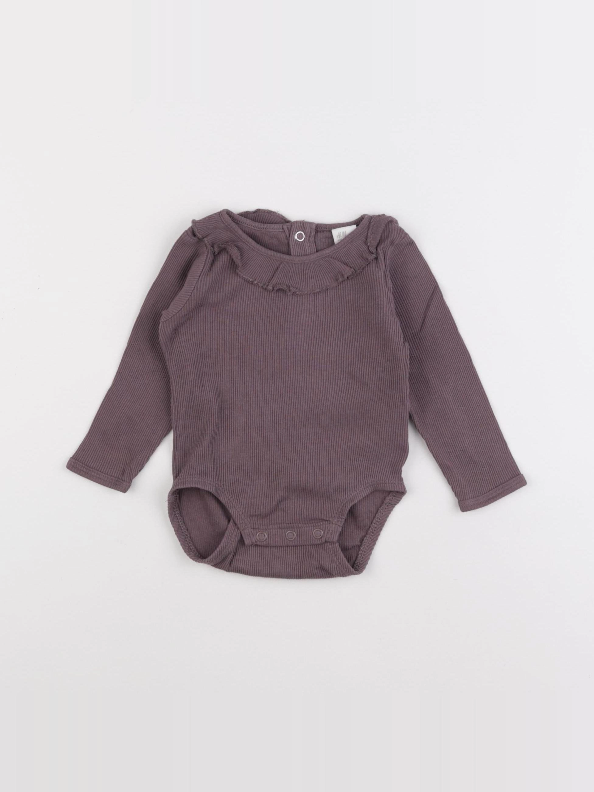 H&M - body à col violet - 6 mois