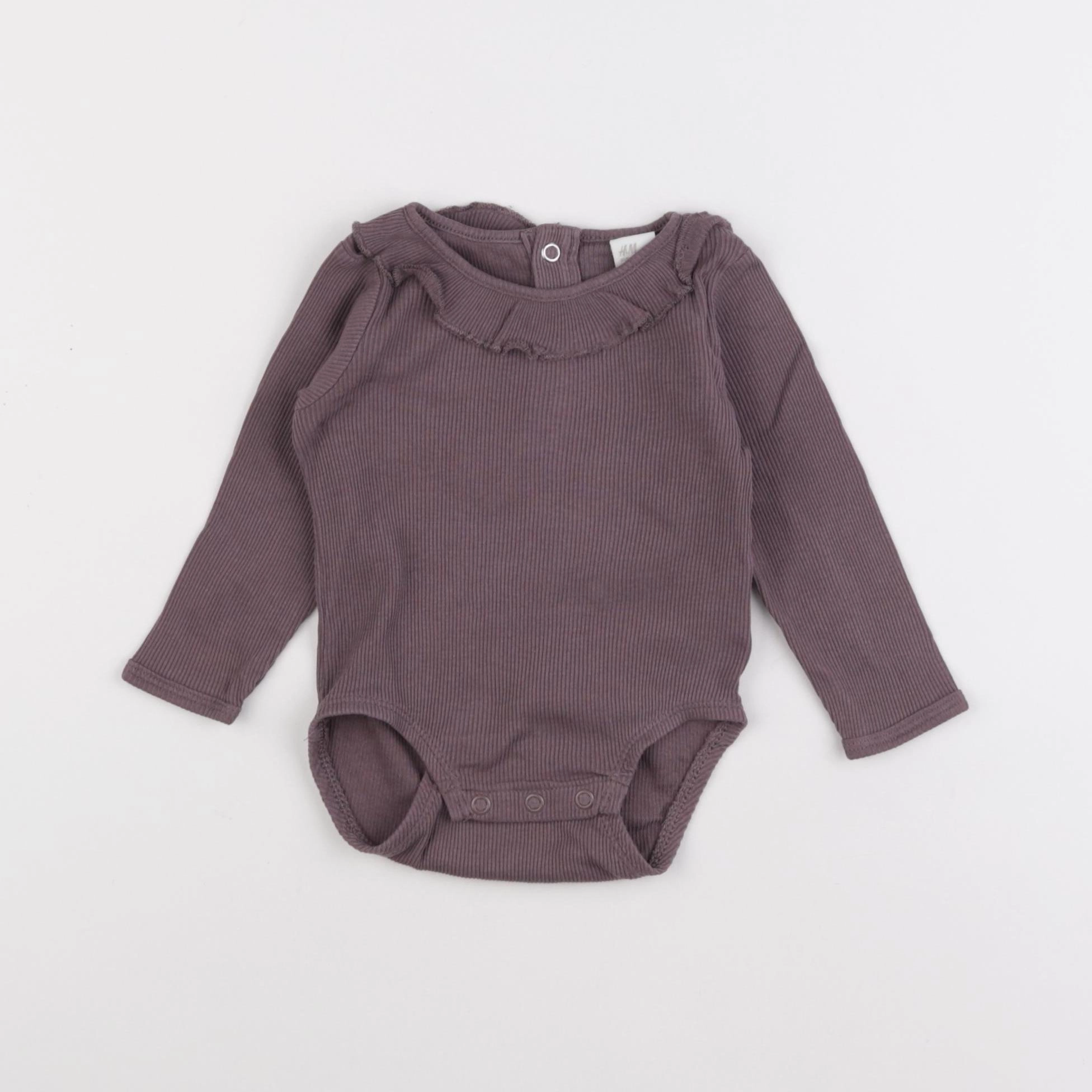 H&M - body à col violet - 6 mois