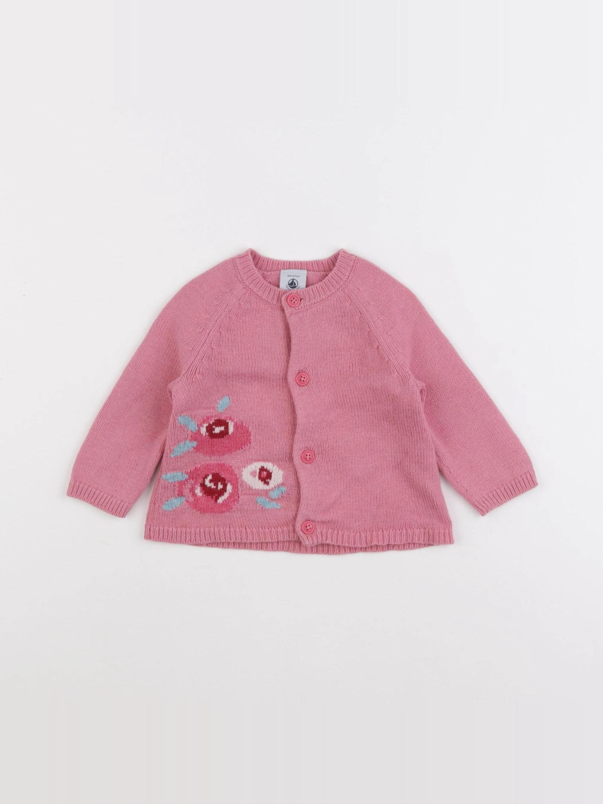 Petit Bateau - gilet rose - 6 mois