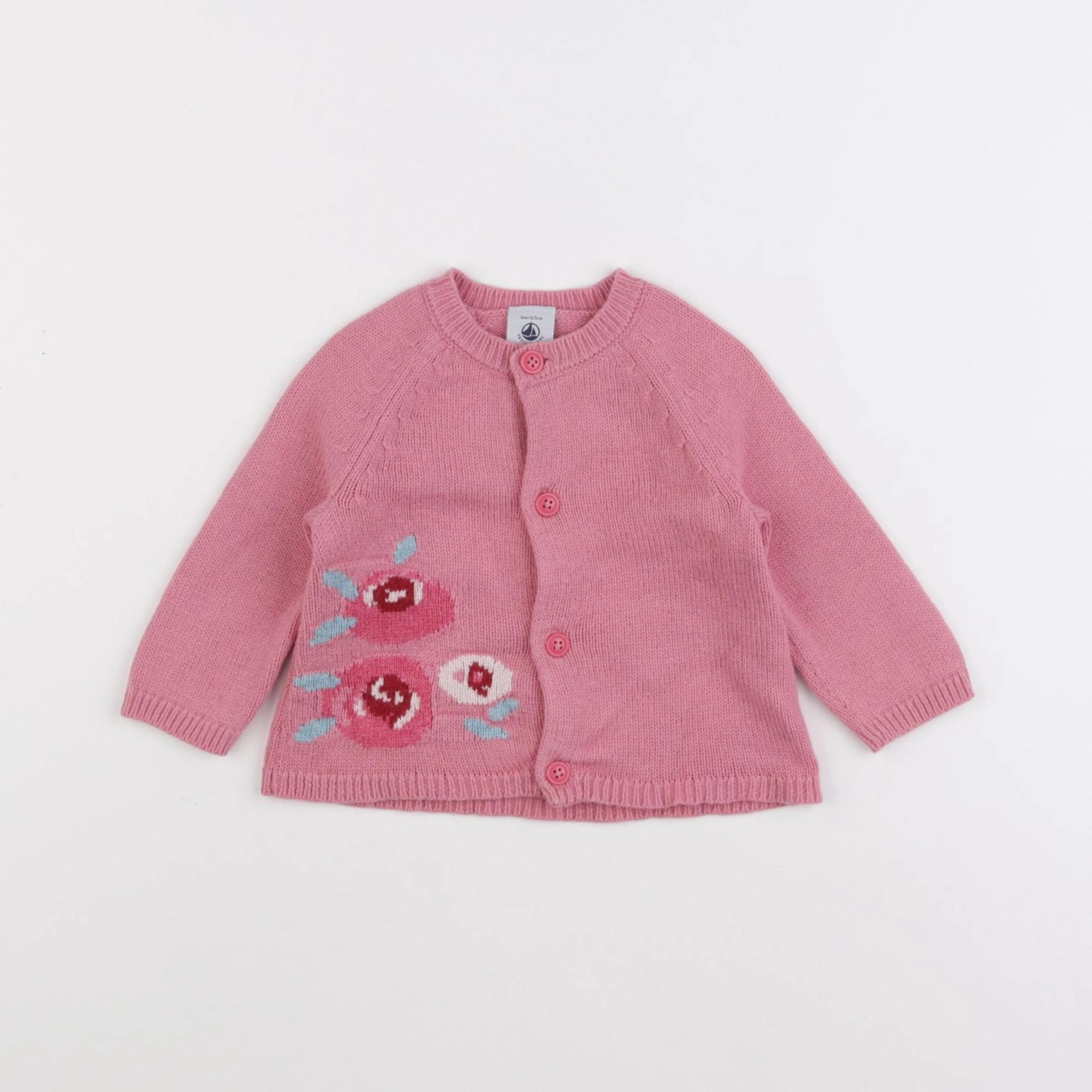 Petit Bateau - gilet rose - 6 mois