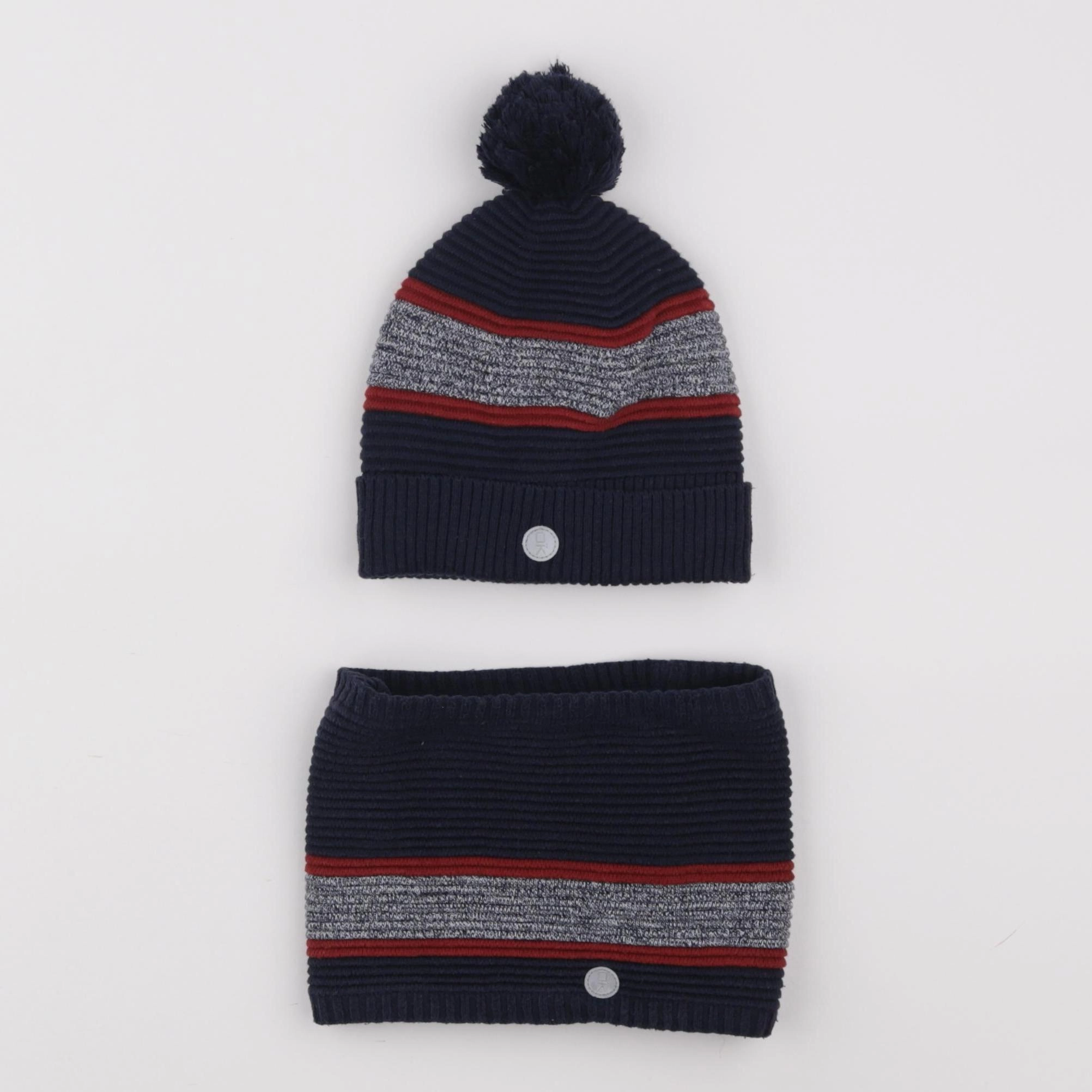 Okaidi - ensemble bonnet/tour de cou bleu - 3/4 ans