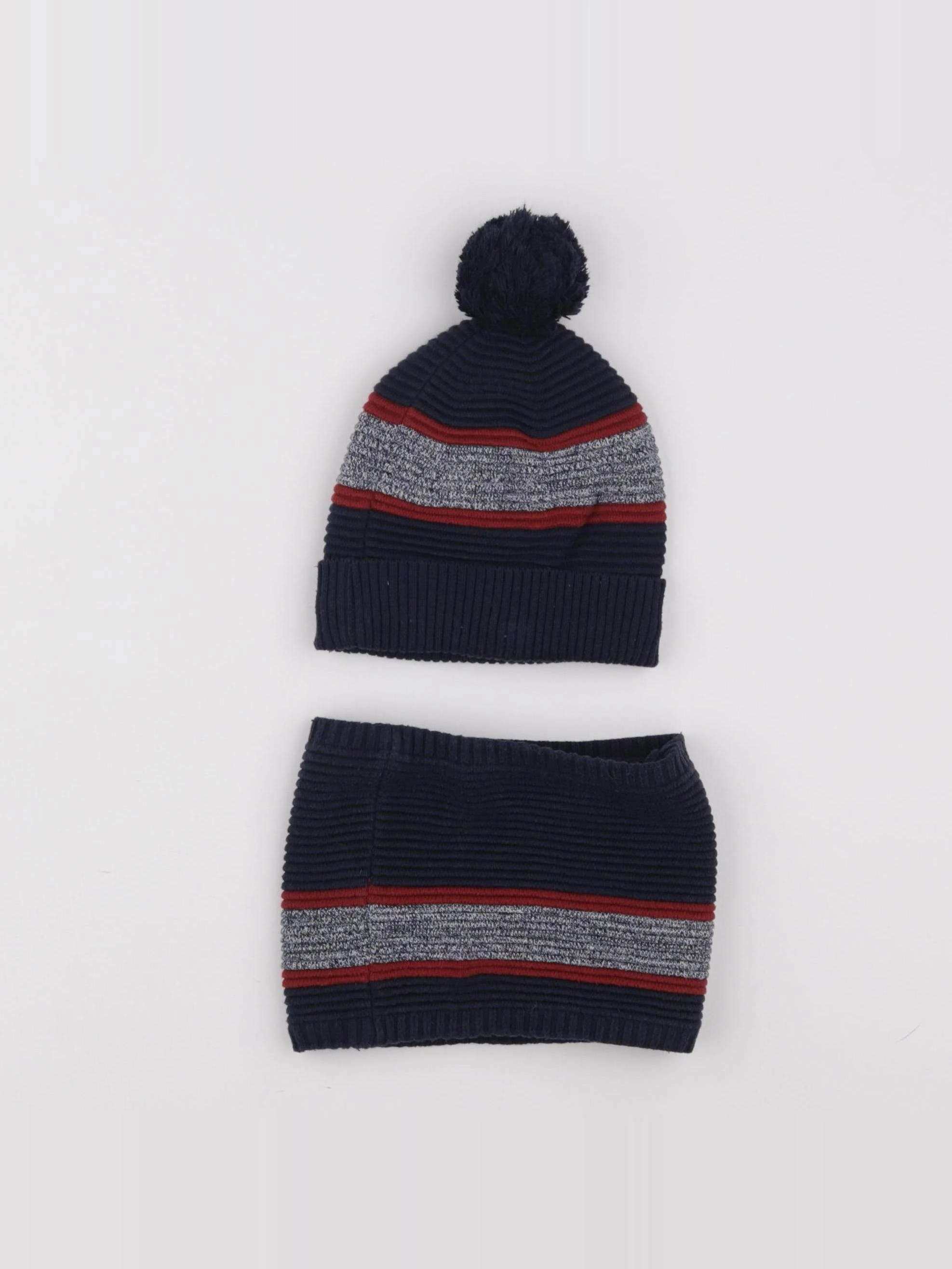 Okaidi - ensemble bonnet/tour de cou bleu - 3/4 ans