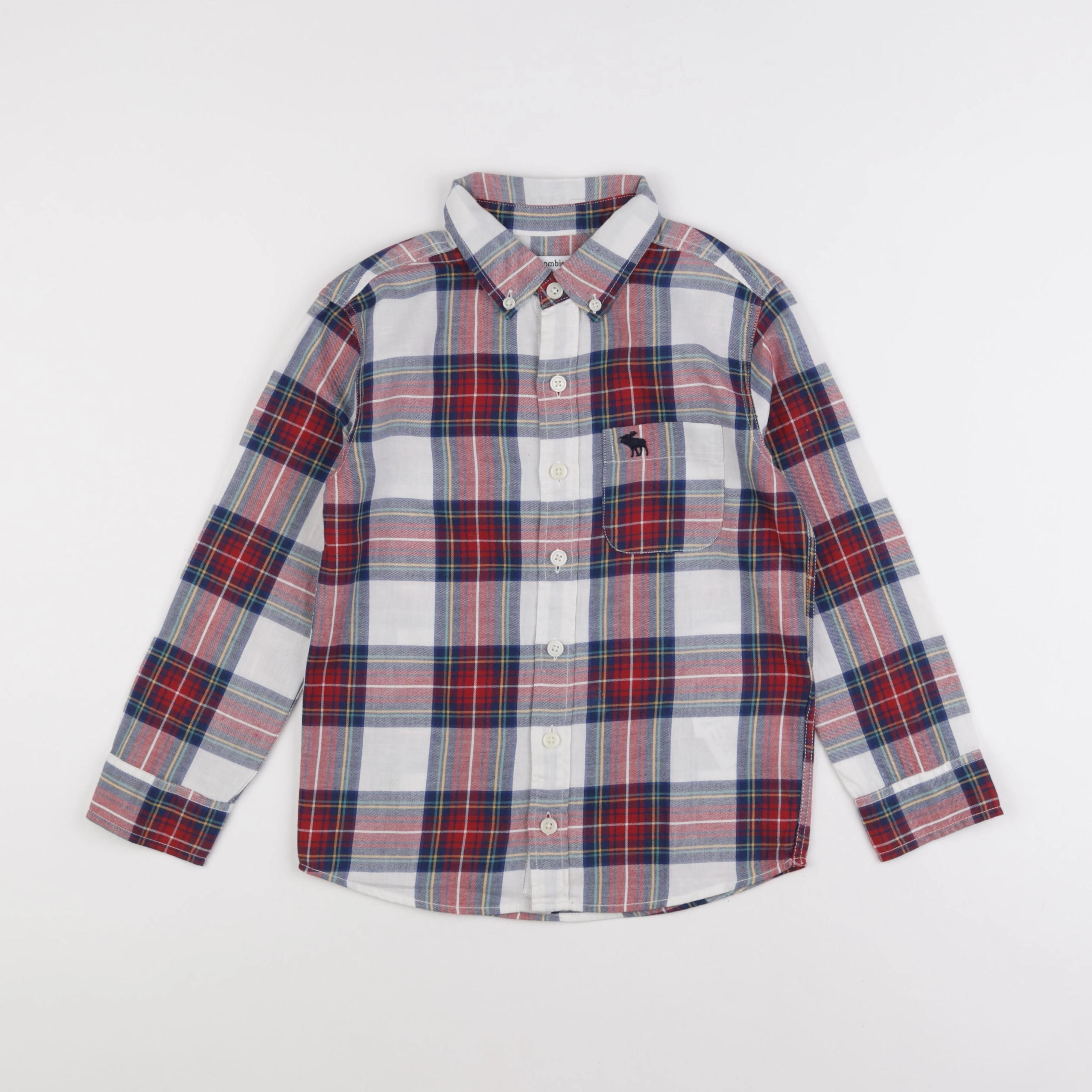 Abercrombie - chemise rouge, blanc - 5/6 ans