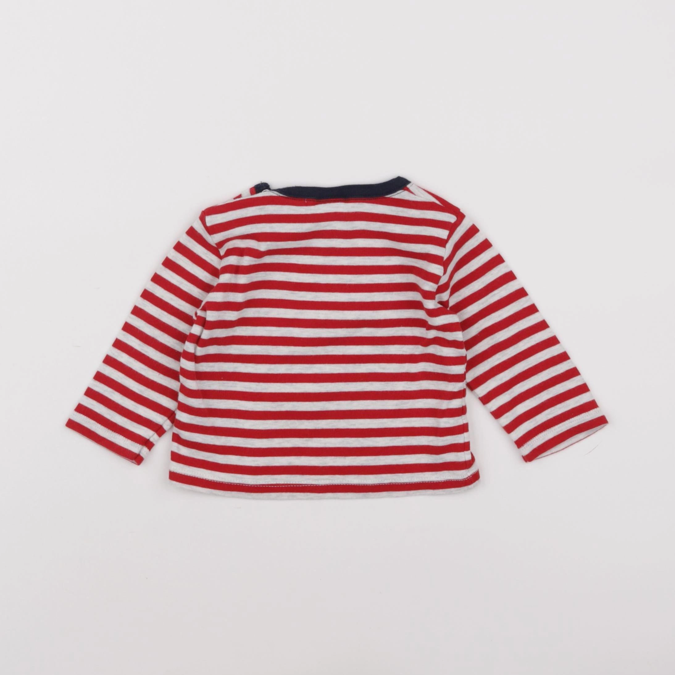 Petit Bateau - tee-shirt gris, rouge - 6 mois