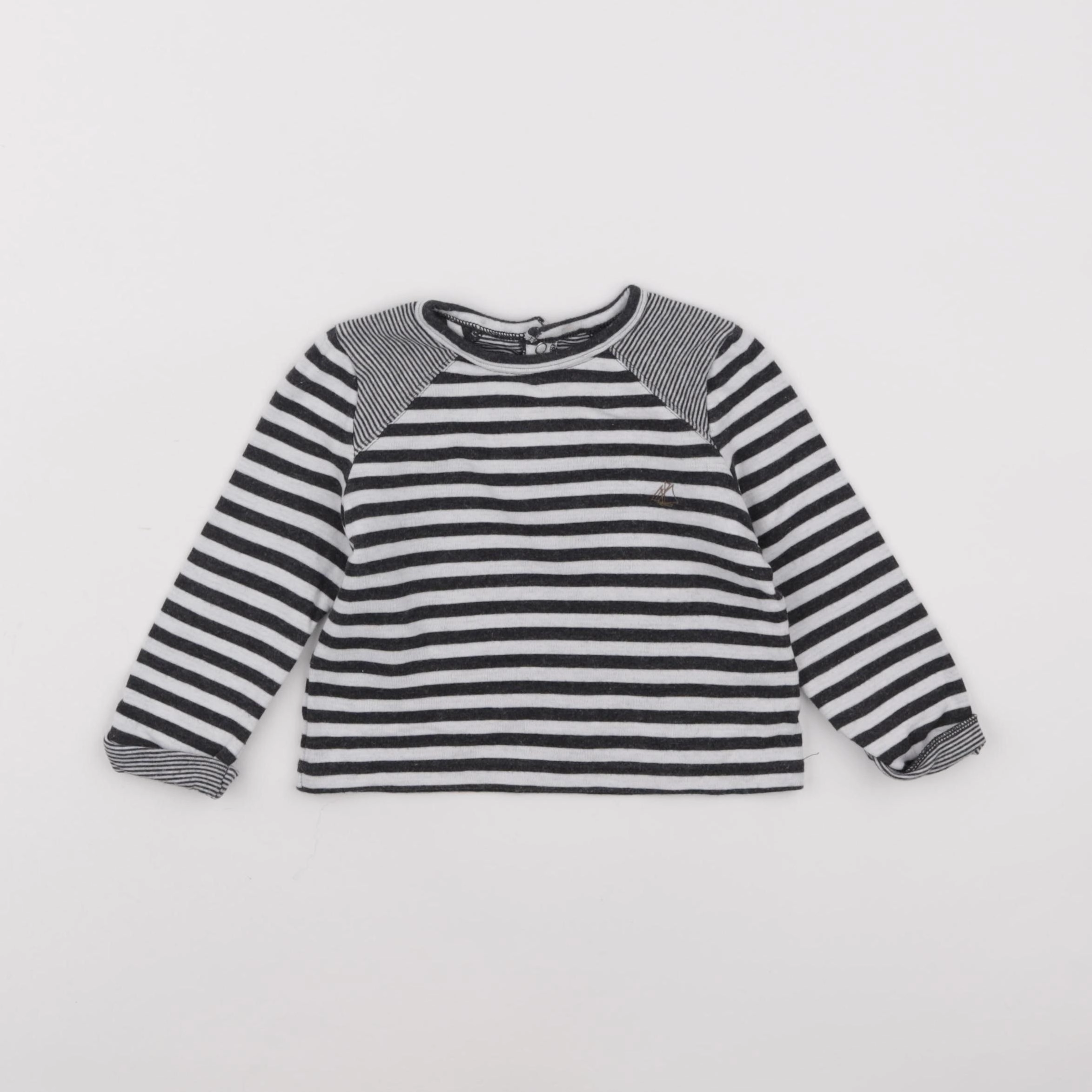 Petit Bateau - tee-shirt gris - 12 mois