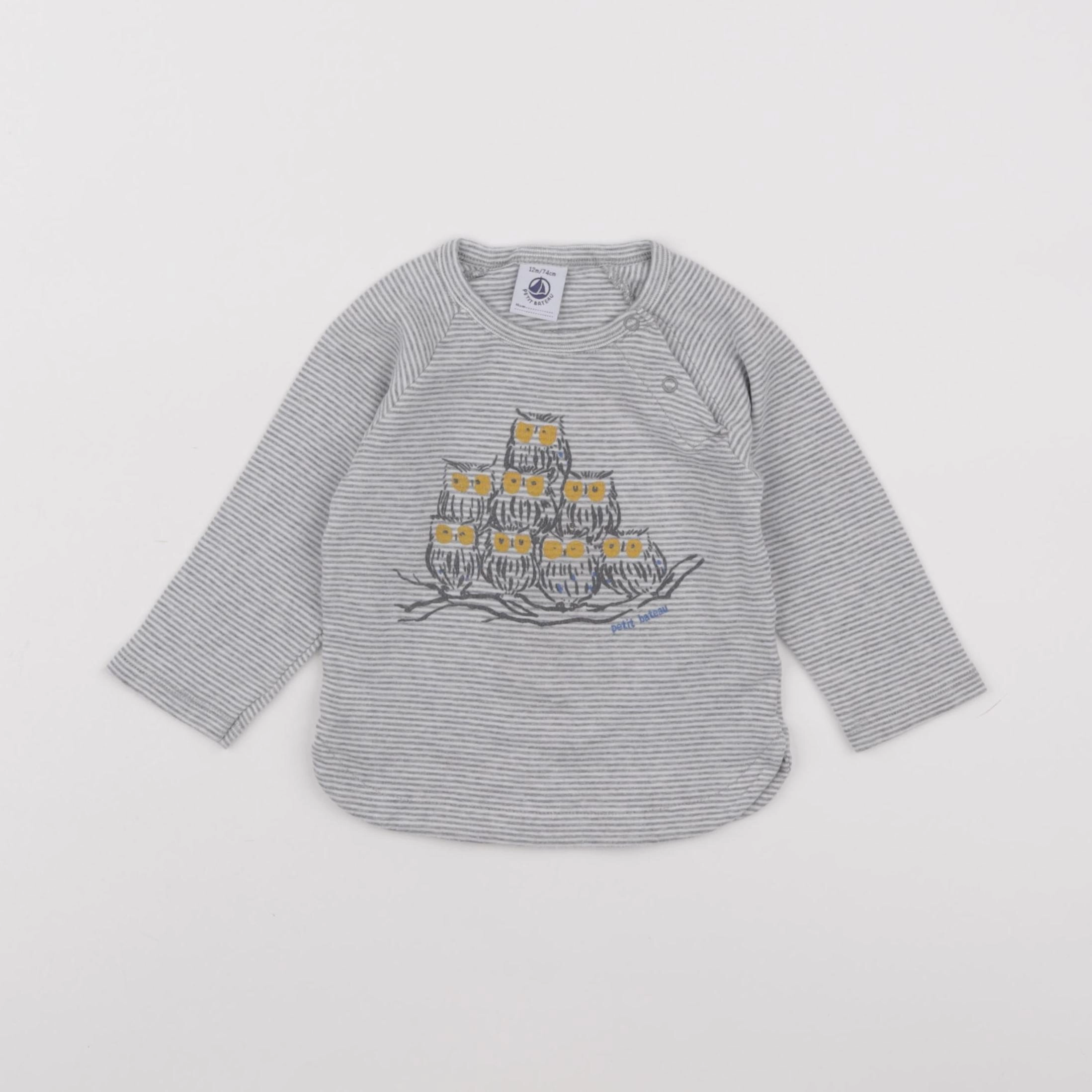 Petit Bateau - tee-shirt gris - 12 mois