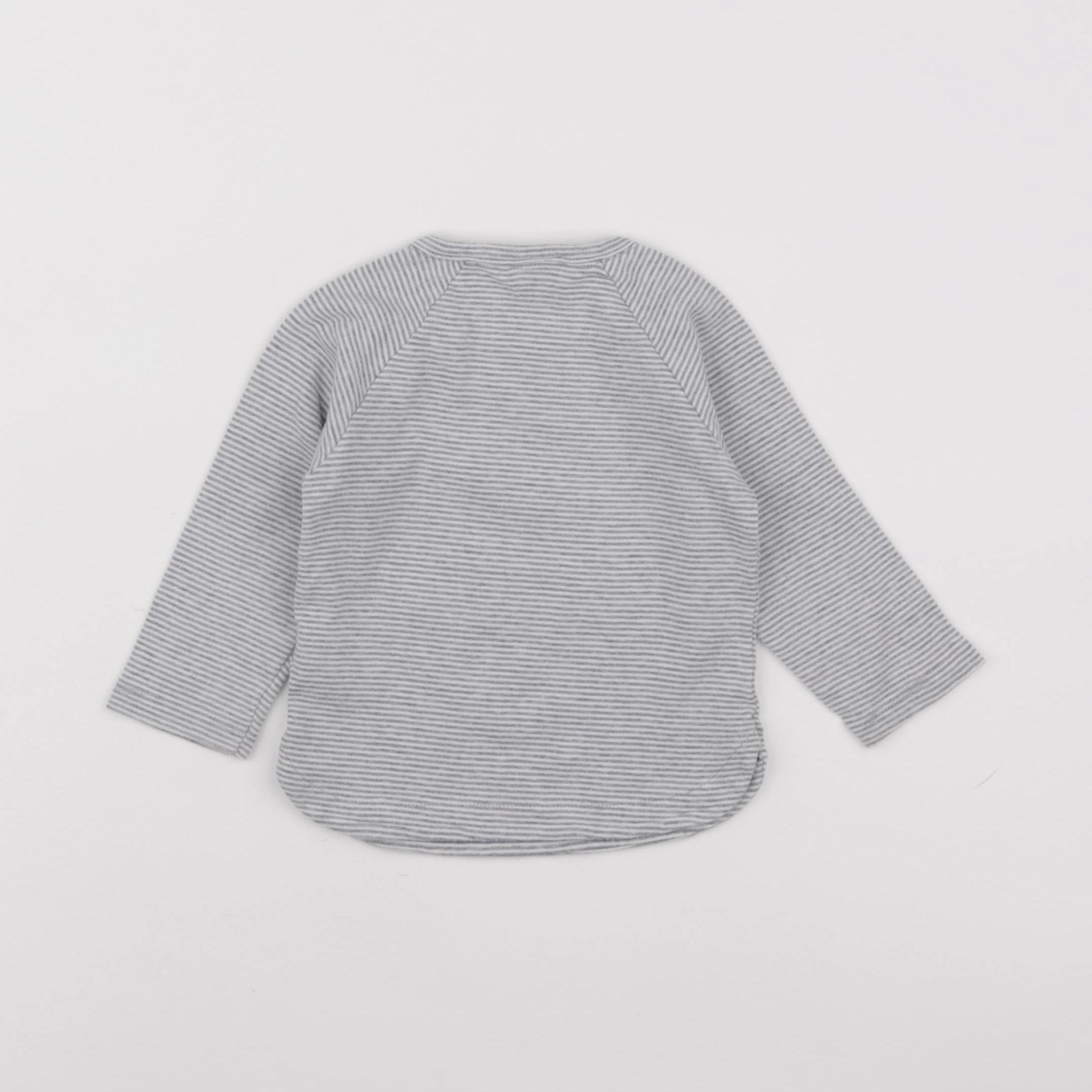 Petit Bateau - tee-shirt gris - 12 mois