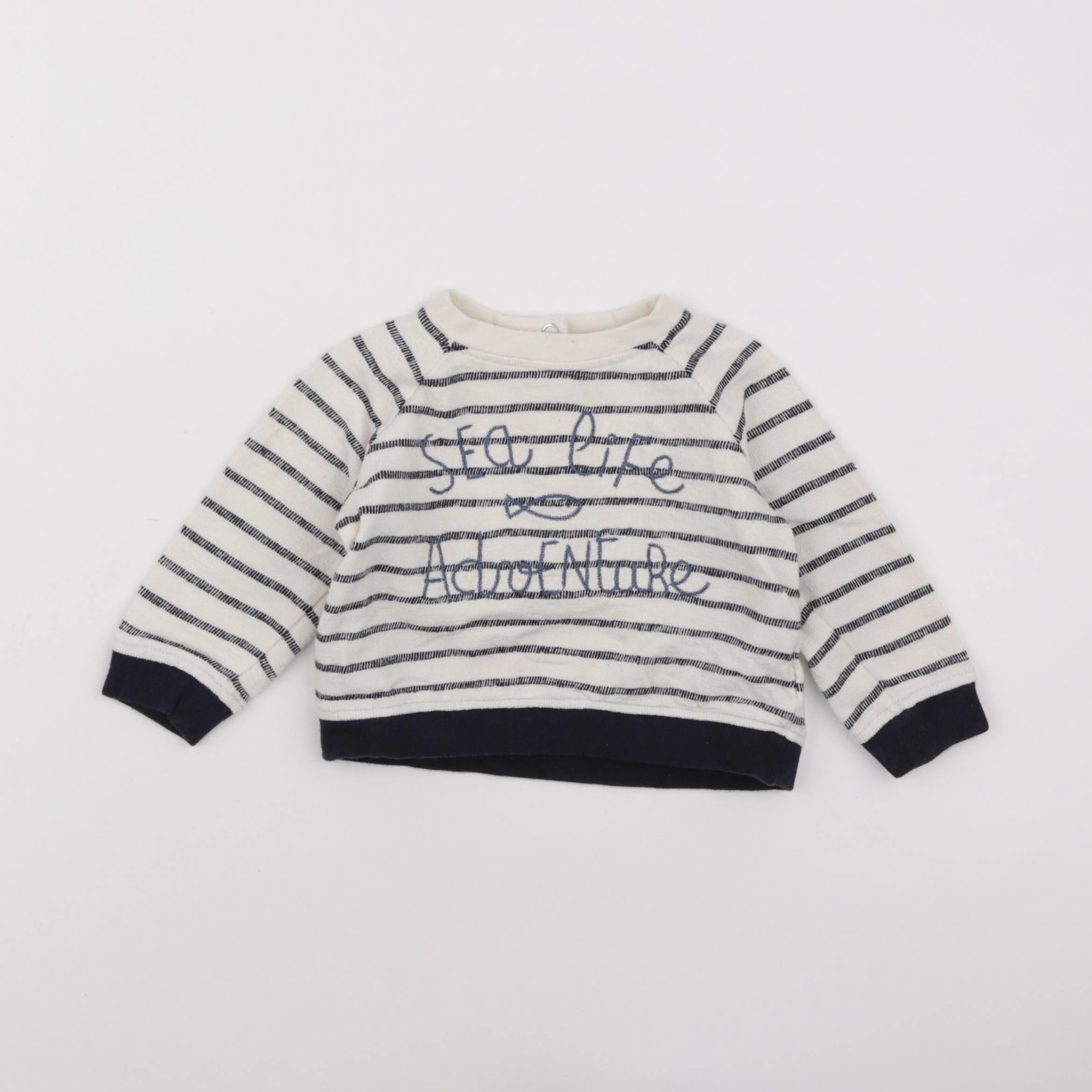 Boutchou - sweat blanc, bleu - 9 mois