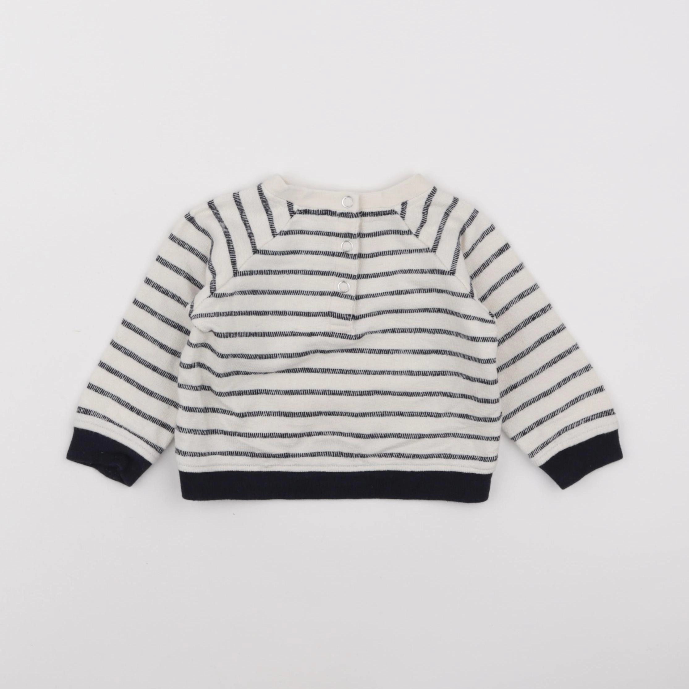 Boutchou - sweat blanc, bleu - 9 mois
