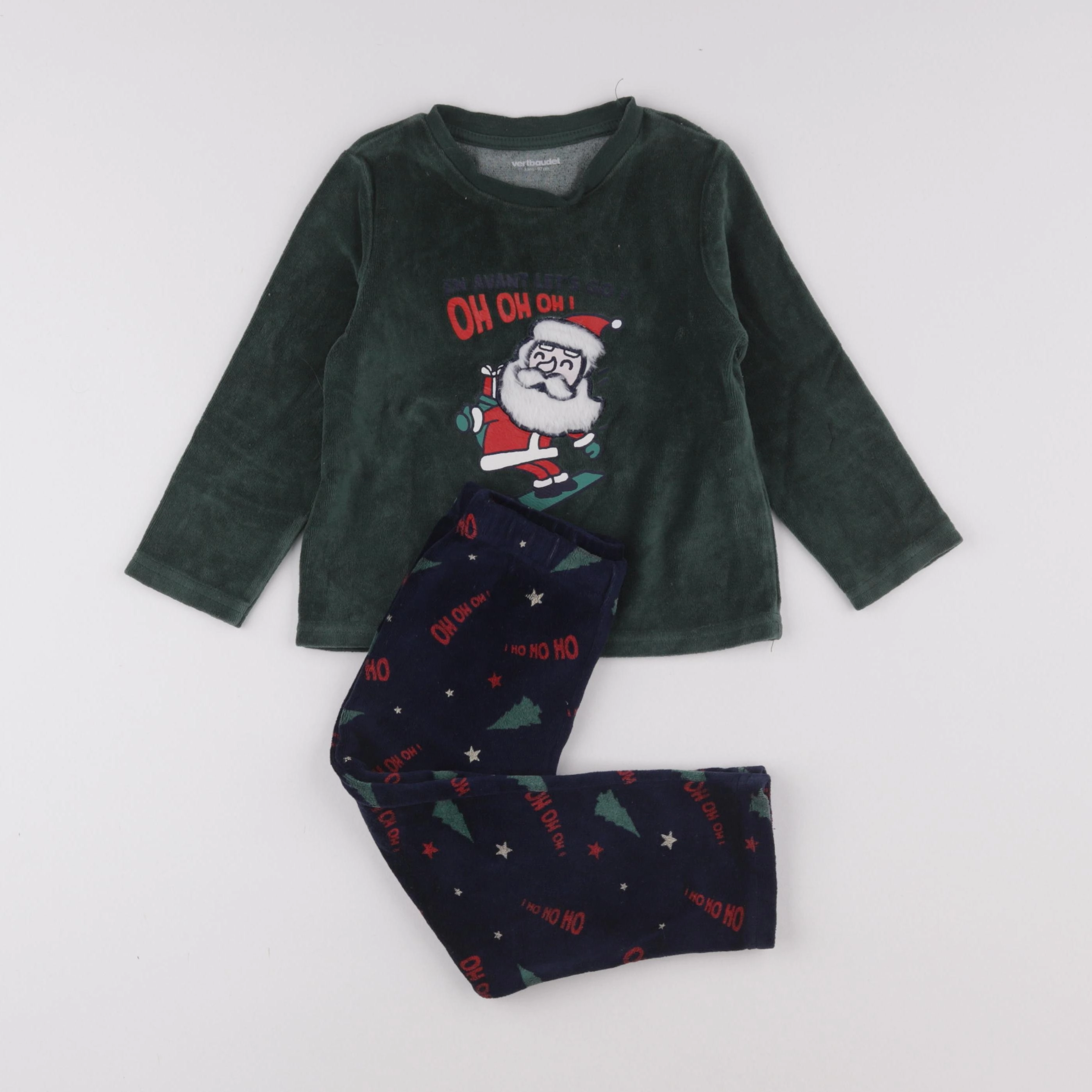 Vertbaudet - pyjama velours bleu, vert - 3 ans