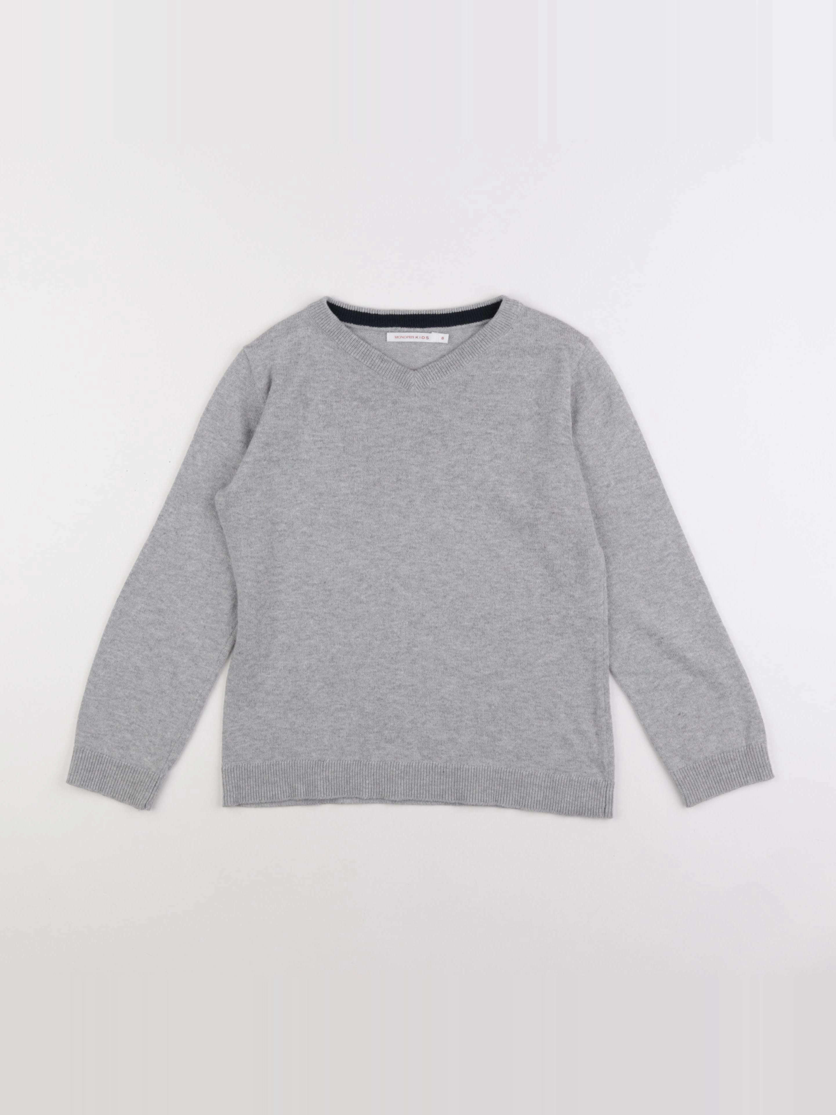Monoprix - pull gris - 8 ans