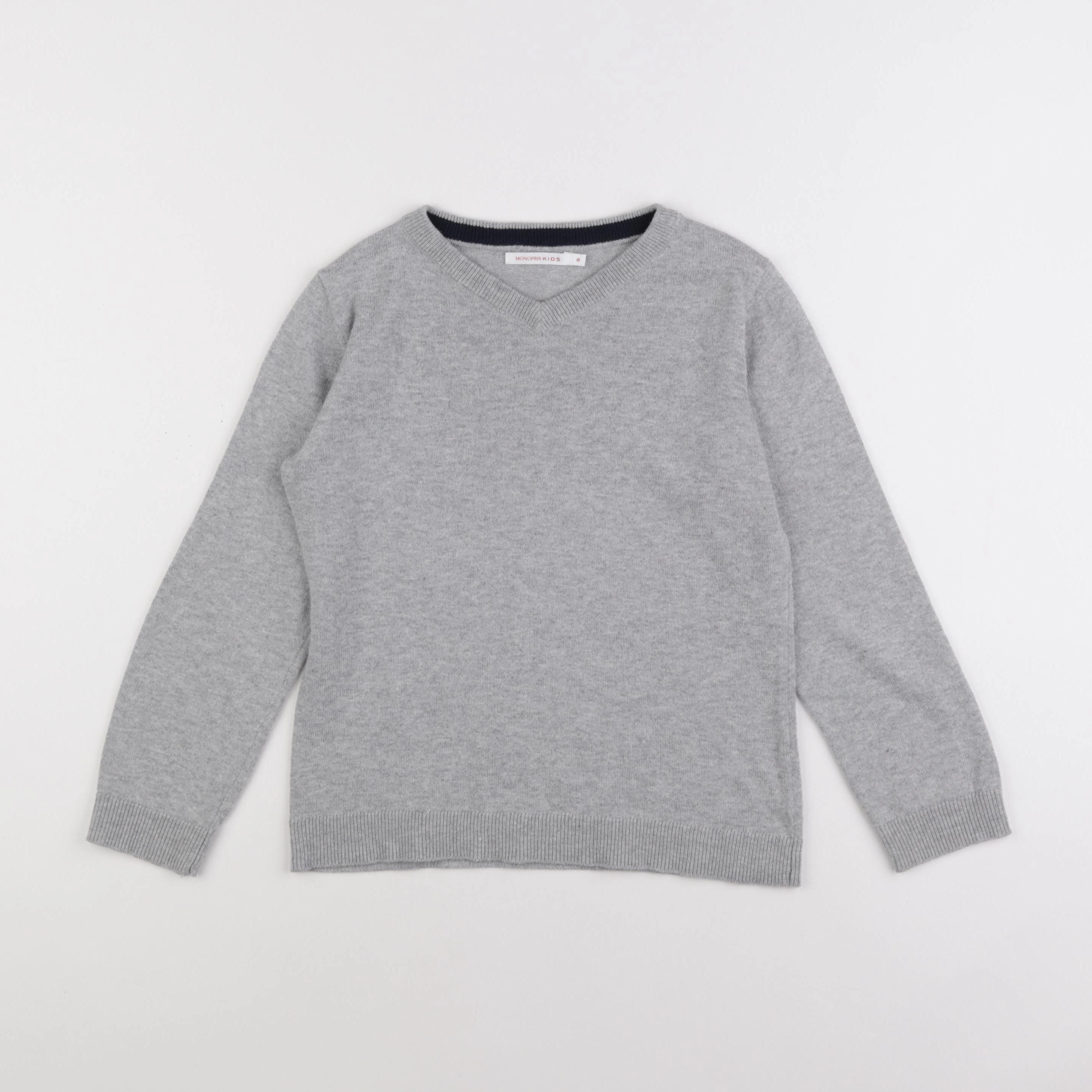 Monoprix - pull gris - 8 ans