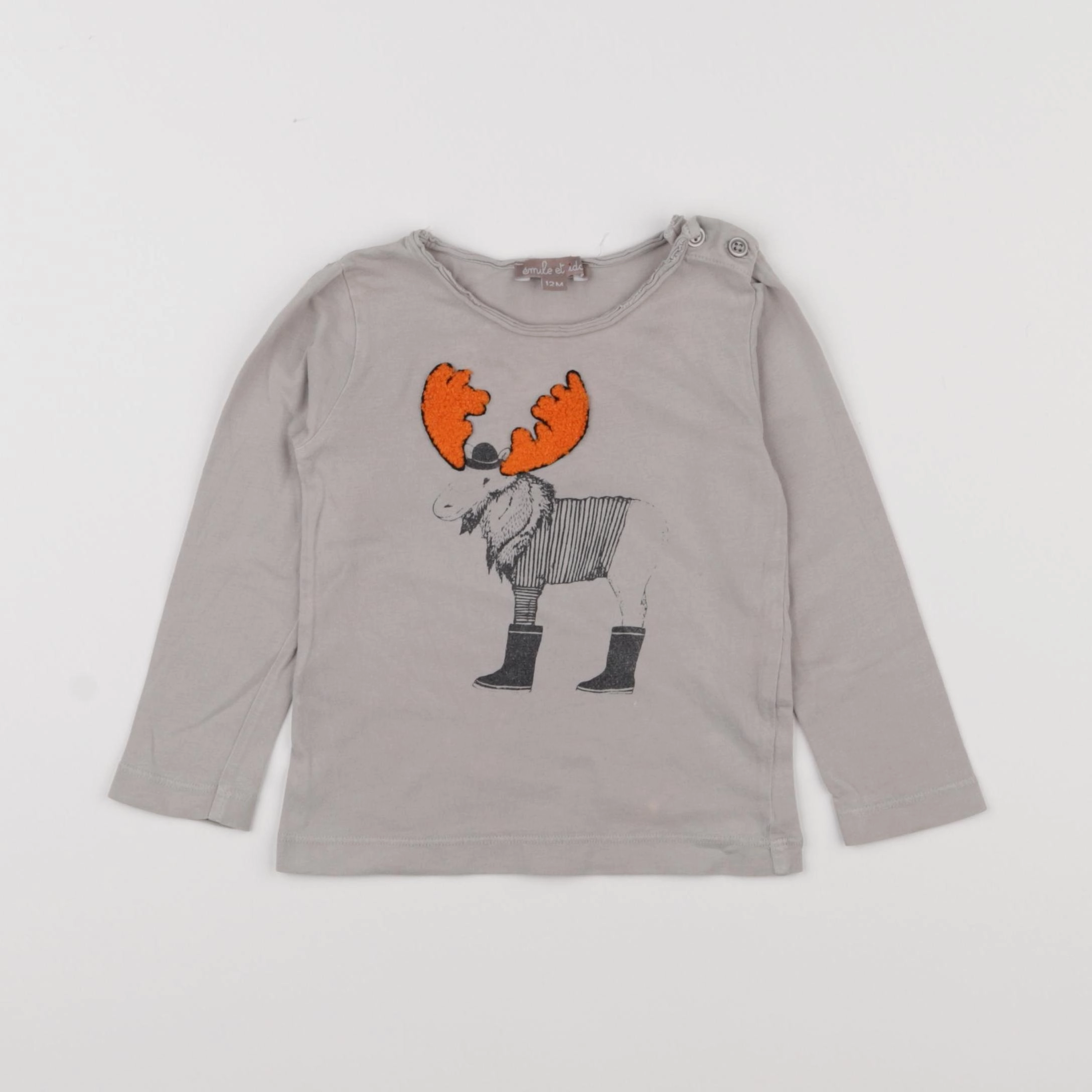Emile et Ida - tee-shirt gris - 12 mois