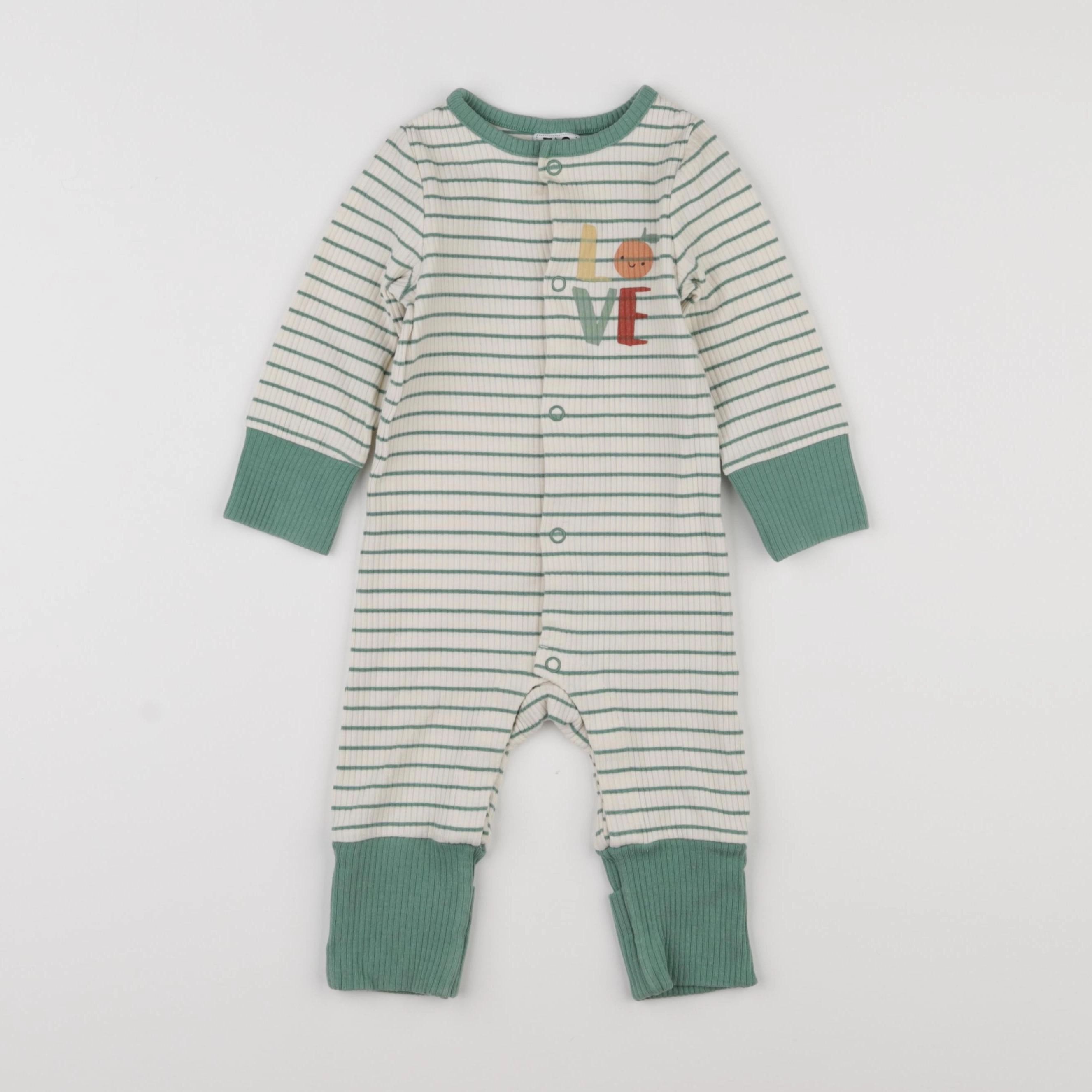 Tape à l'oeil - pyjama coton blanc, vert - 6 mois