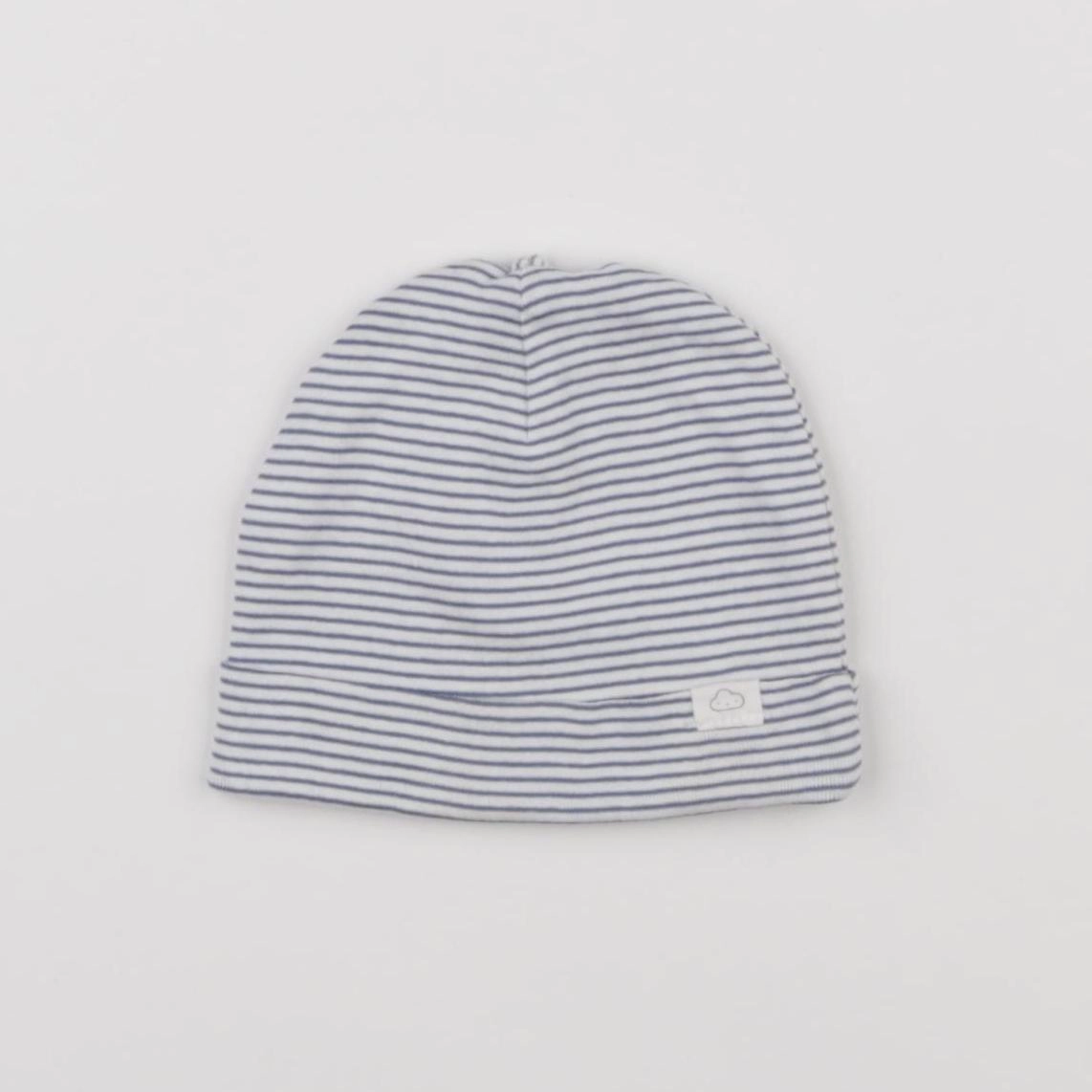 H&M - bonnet blanc, bleu - 3/6 mois