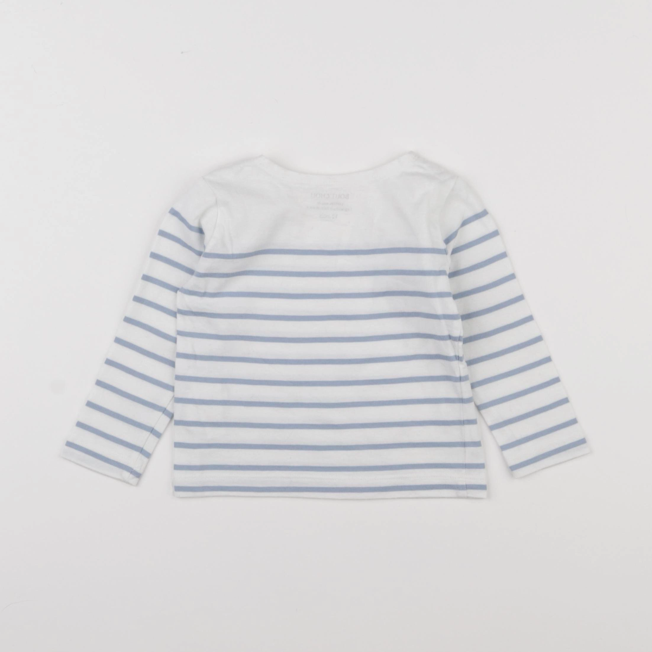 Boutchou - tee-shirt blanc, bleu - 12 mois