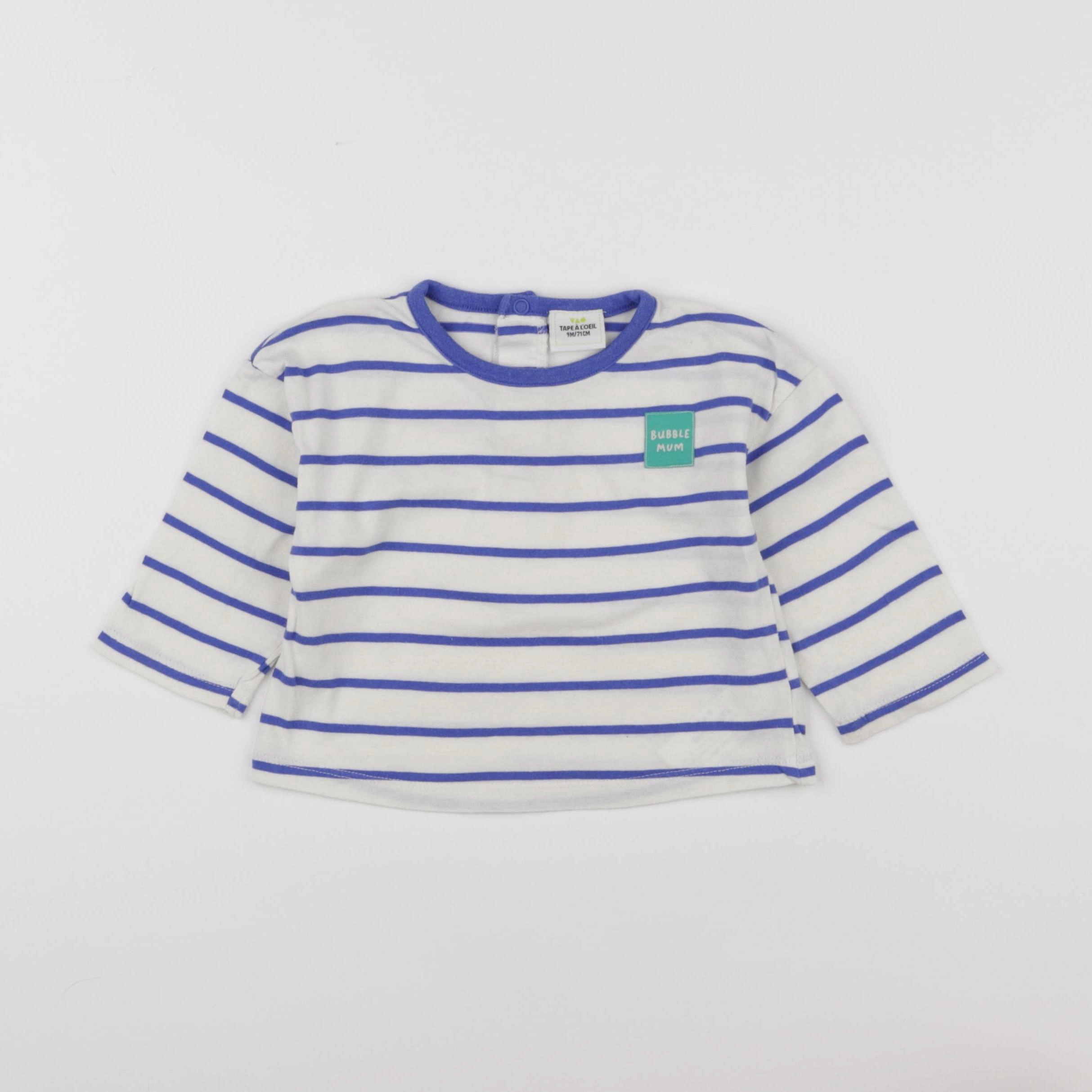 Tape à l'oeil - tee-shirt blanc, bleu - 9 mois