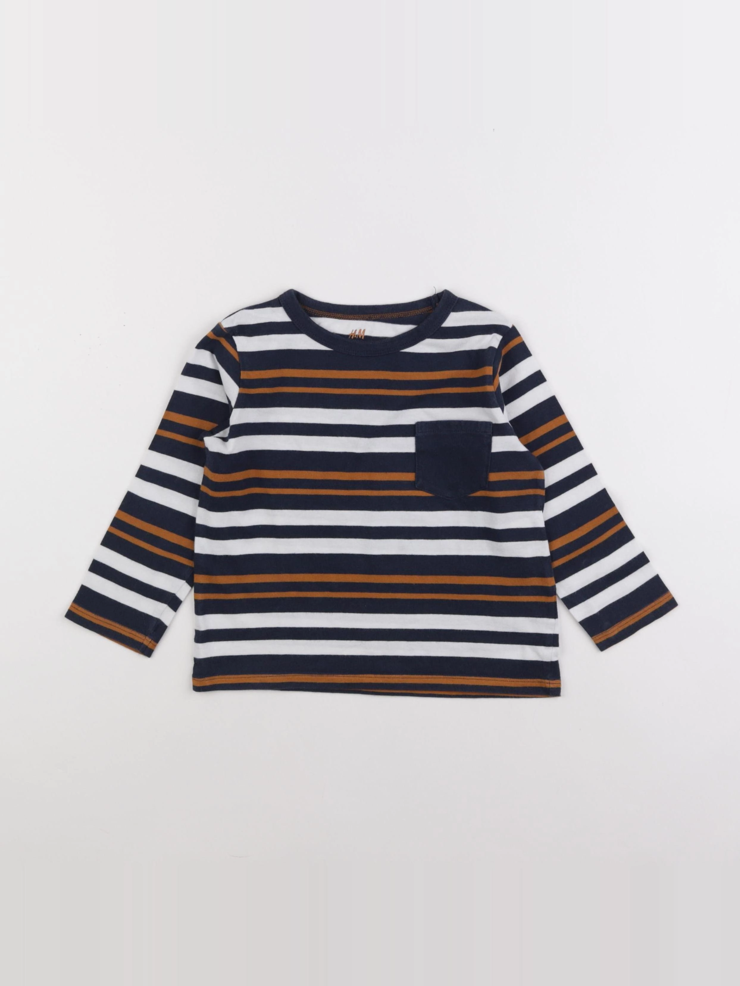H&M - tee-shirt blanc, bleu - 2/4 ans