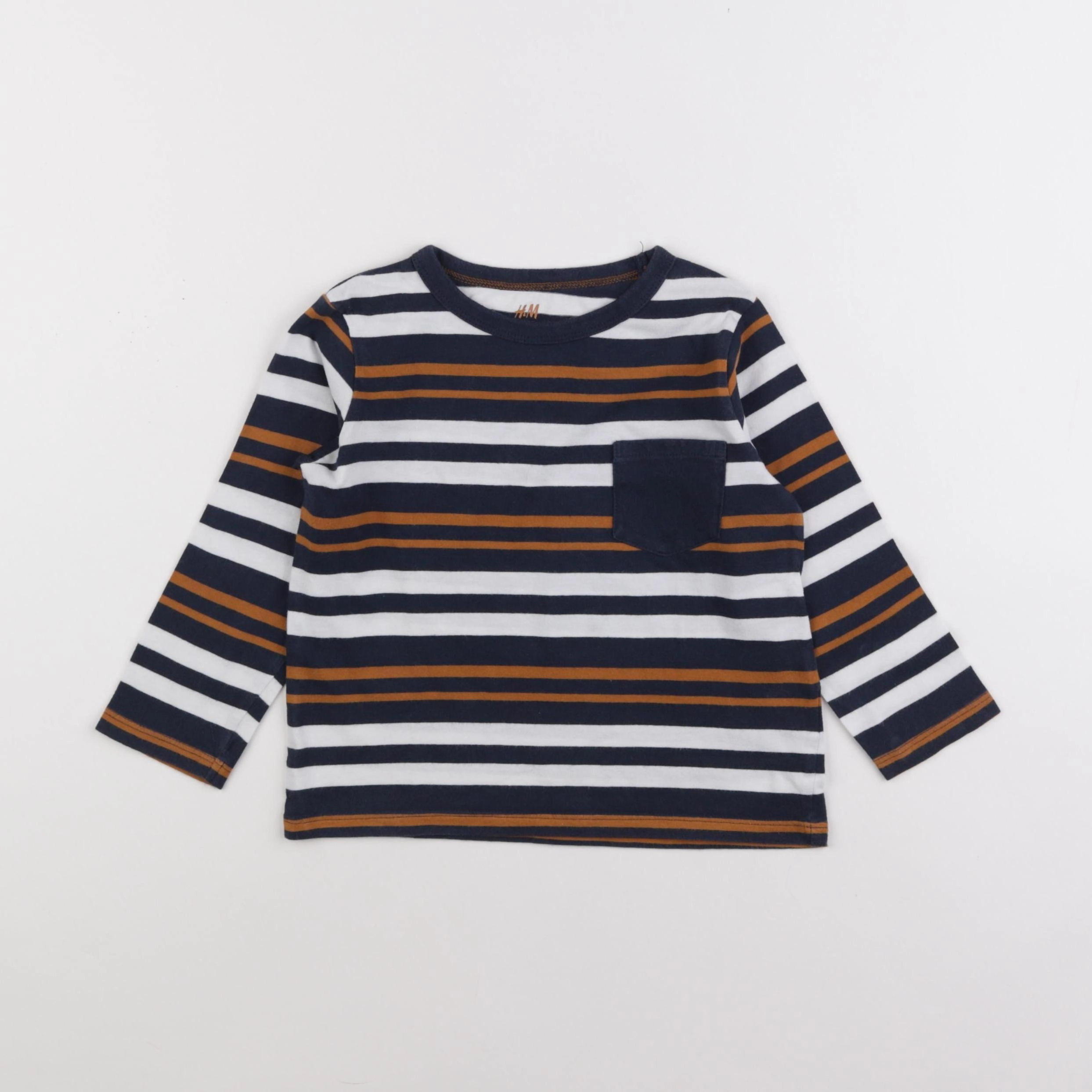 H&M - tee-shirt blanc, bleu - 2/4 ans
