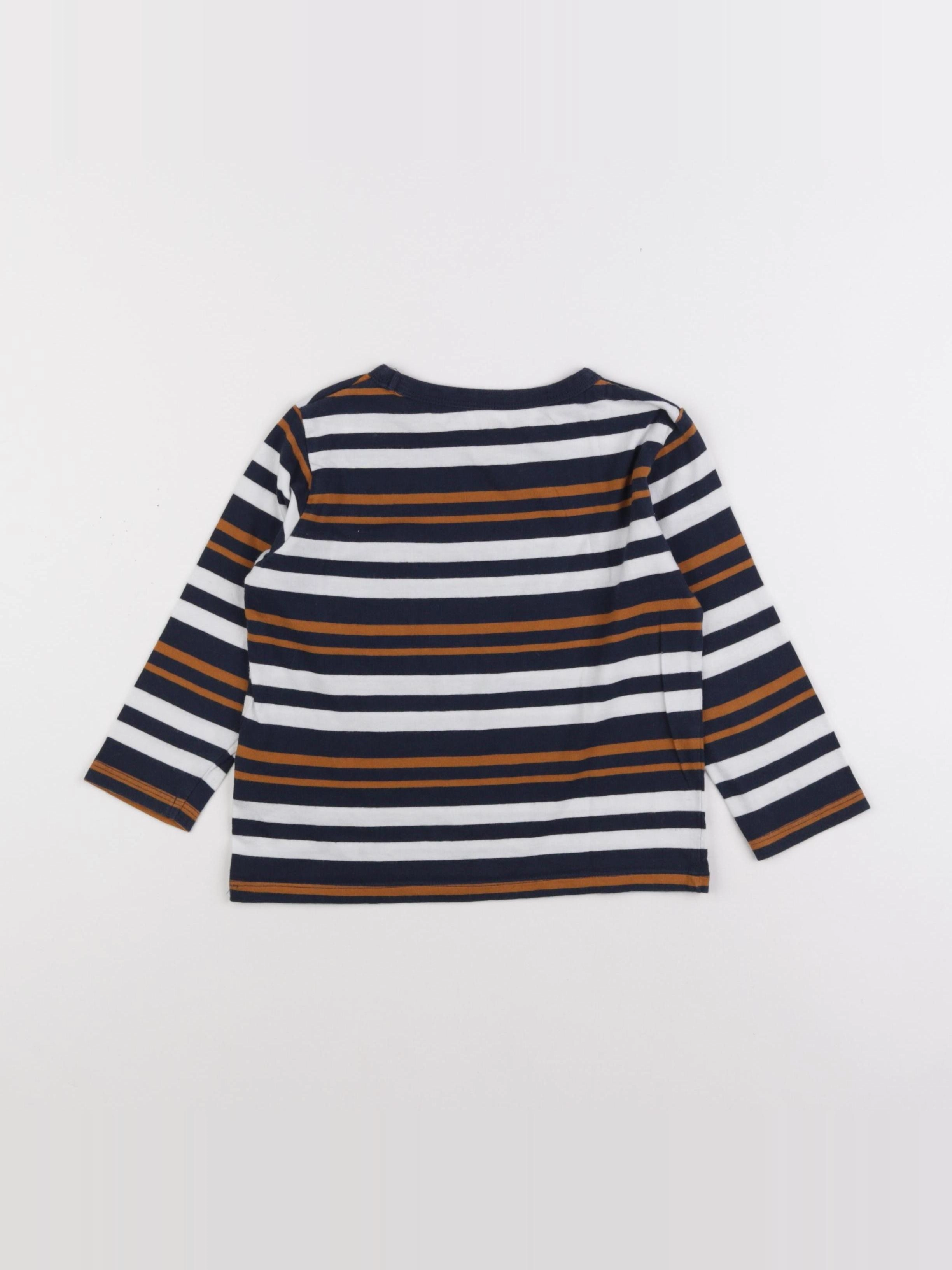 H&M - tee-shirt blanc, bleu - 2/4 ans