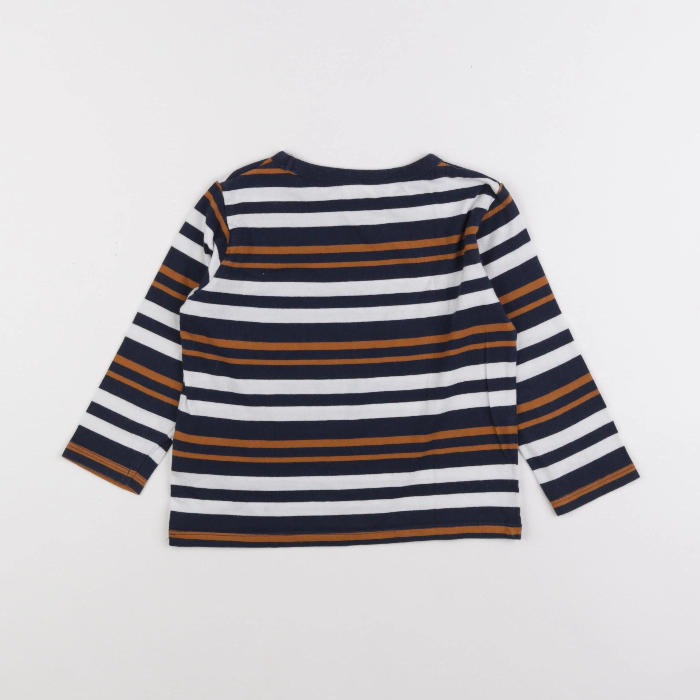 H&M - tee-shirt blanc, bleu - 2/4 ans