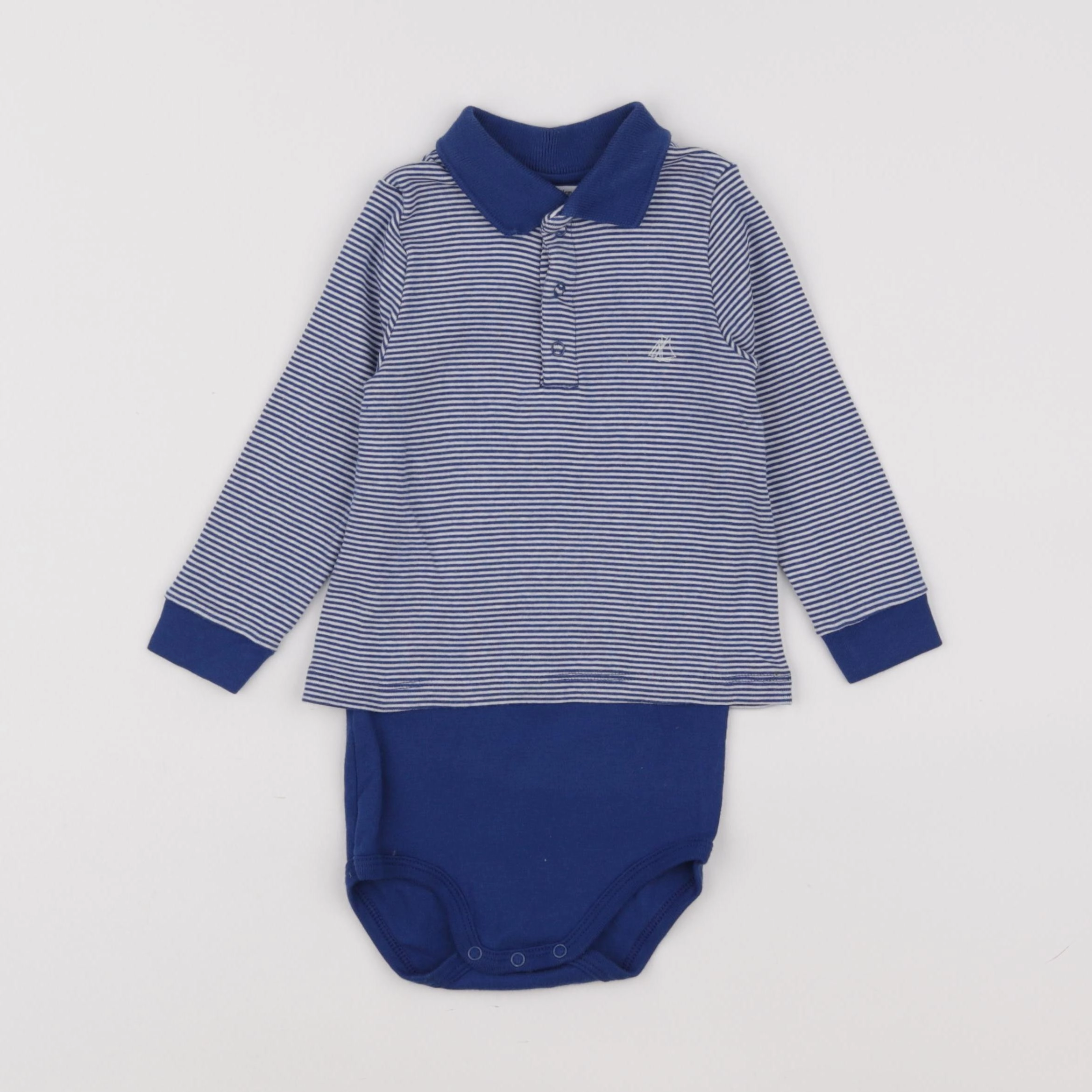 Petit Bateau - body tee-shirt bleu - 18 mois