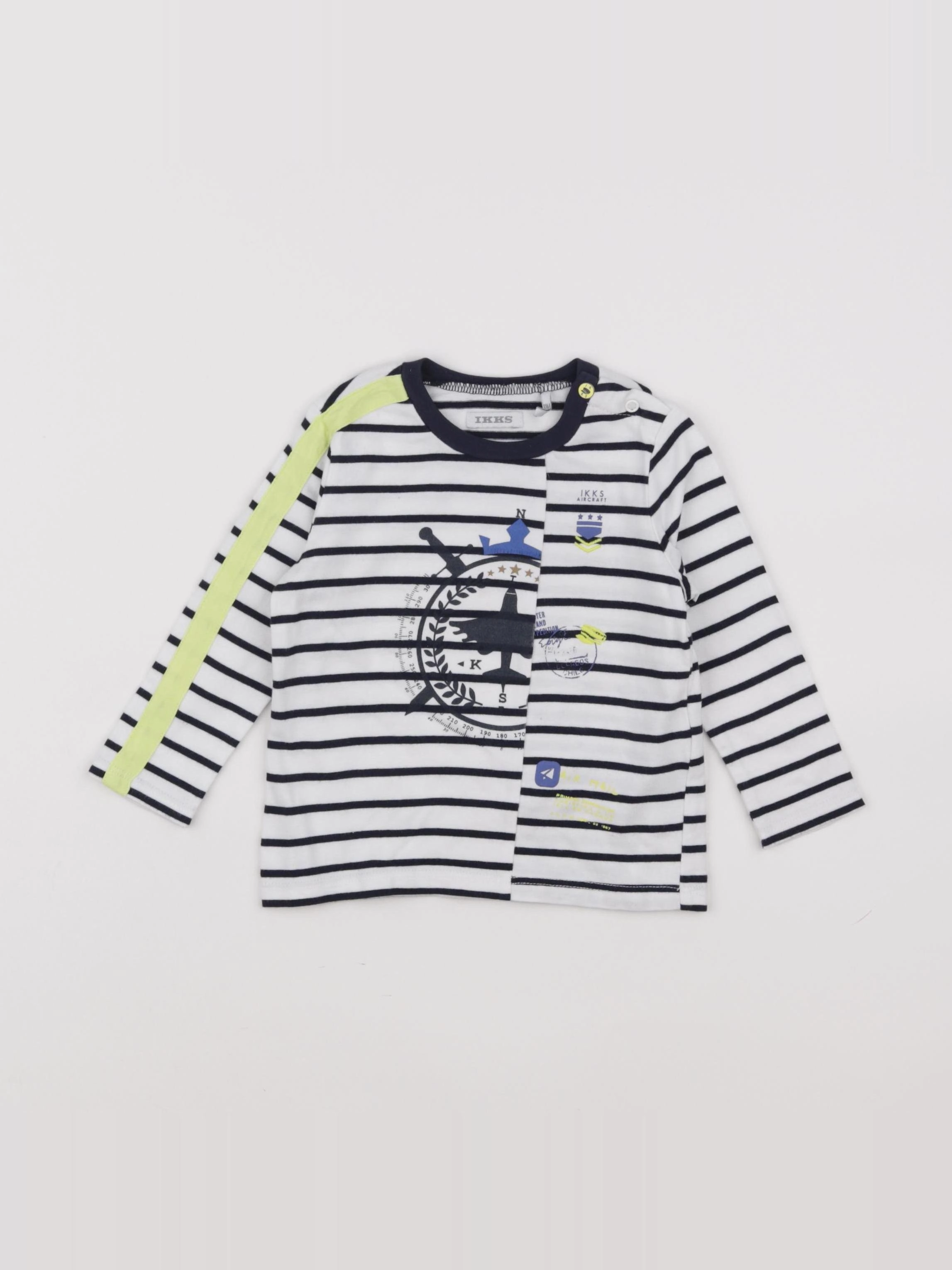 IKKS - tee-shirt blanc, bleu - 12 mois