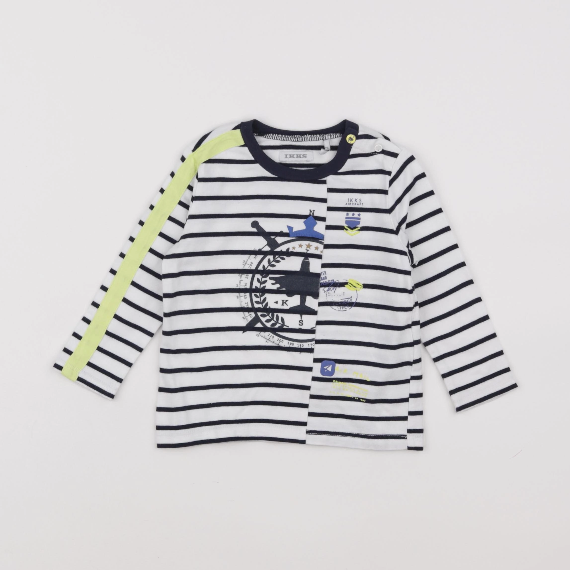 IKKS - tee-shirt blanc, bleu - 12 mois