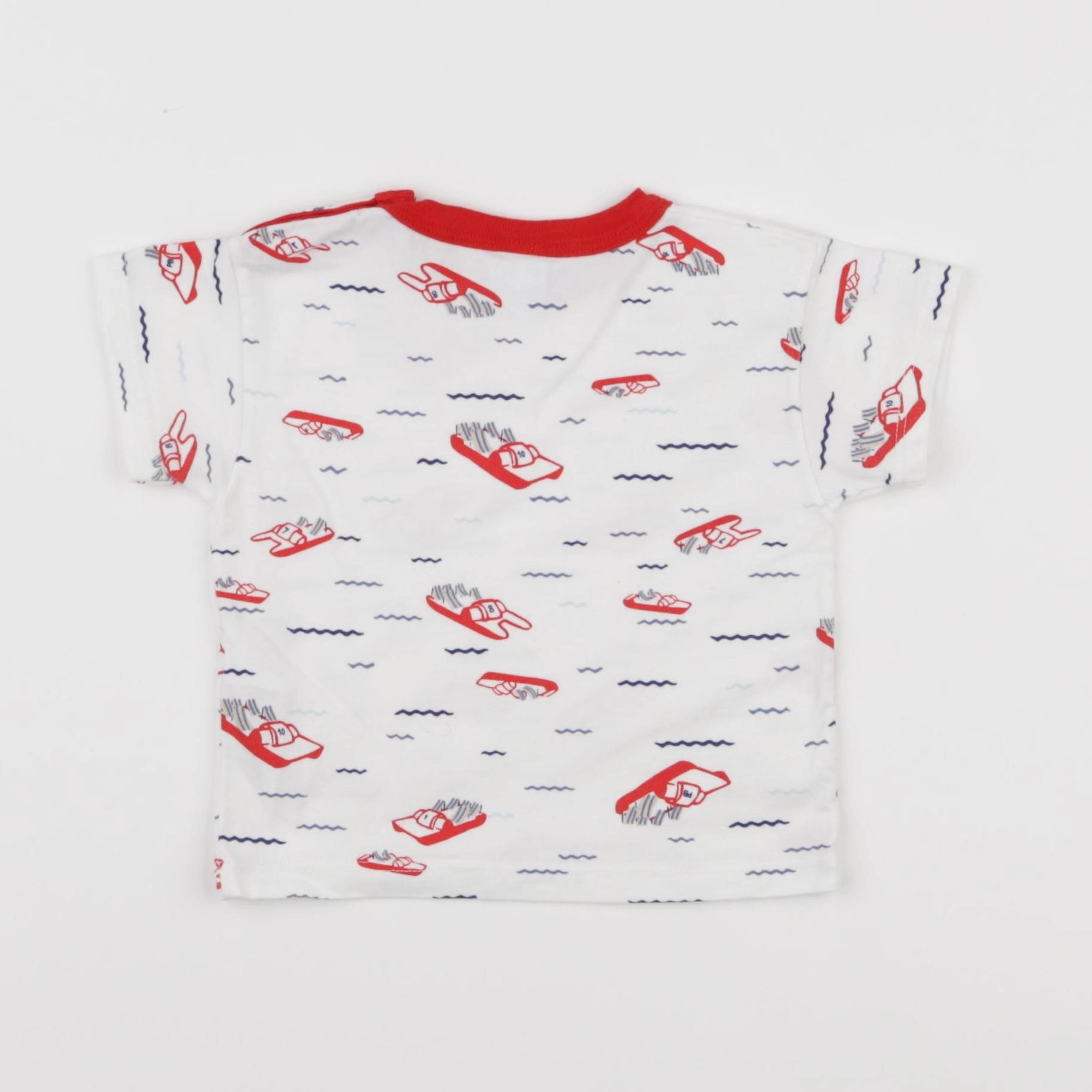 Petit Bateau - tee-shirt blanc, rouge - 6 mois