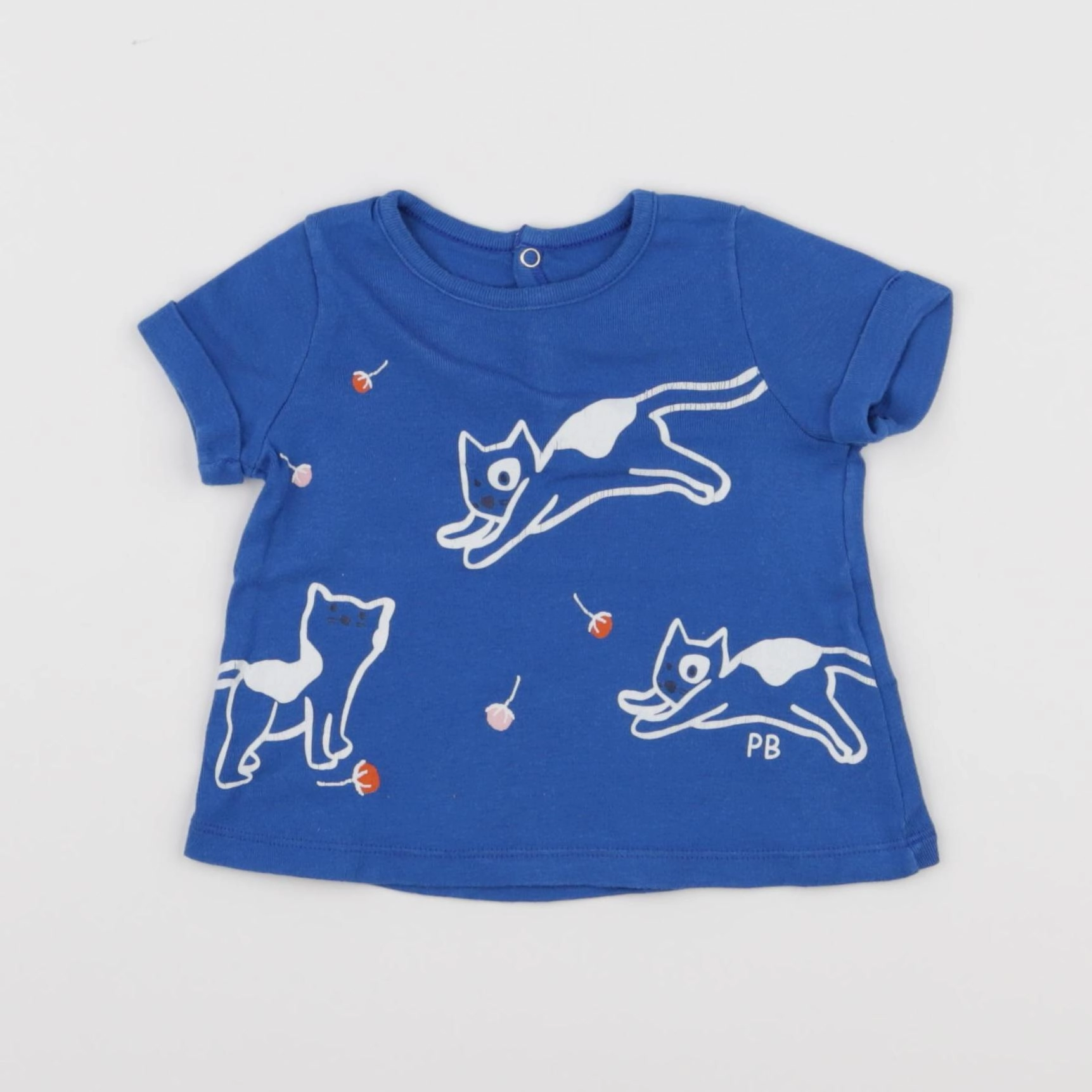 Petit Bateau - tee-shirt bleu - 6 mois
