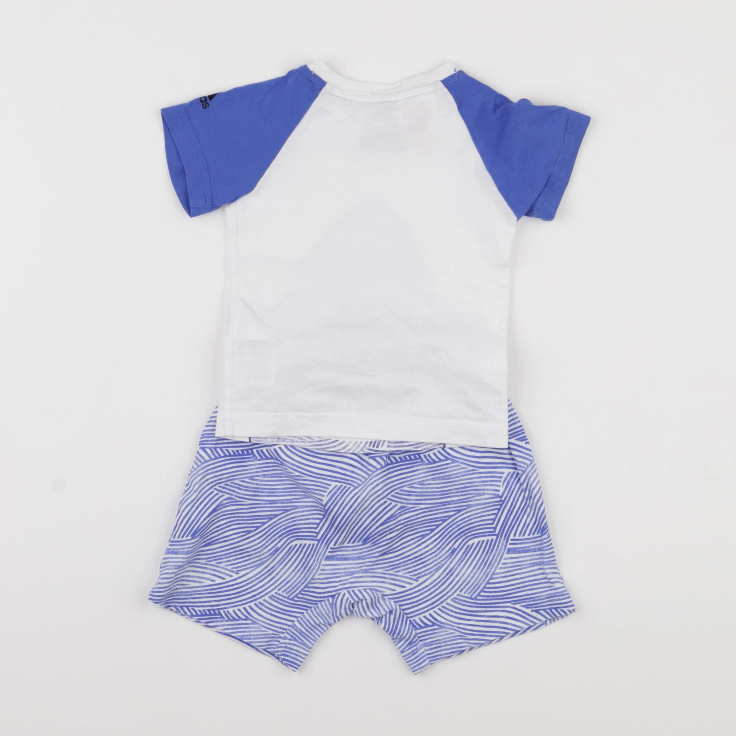 Adidas - ensemble blanc, bleu - 6/9 mois