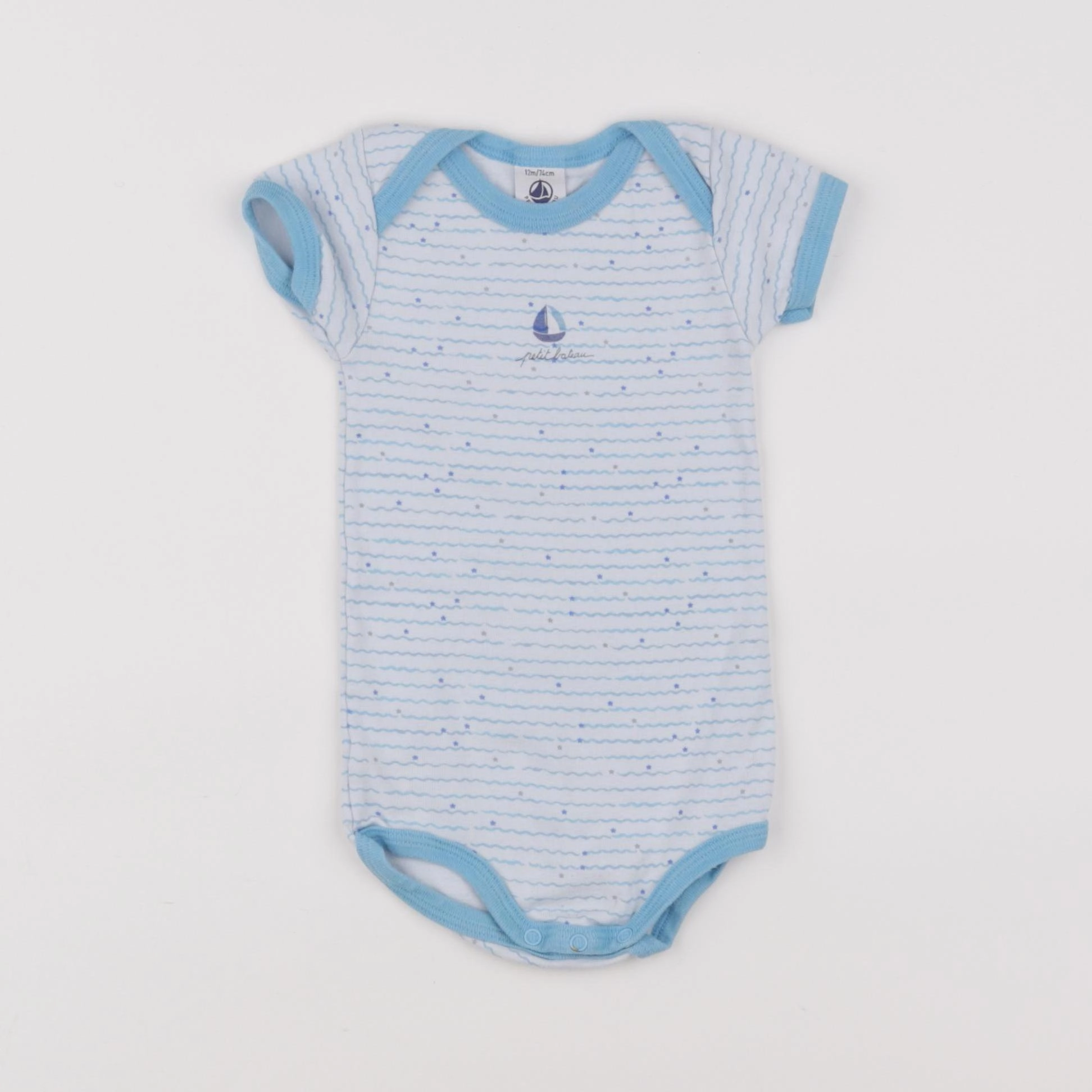Petit Bateau - body bleu - 12 mois