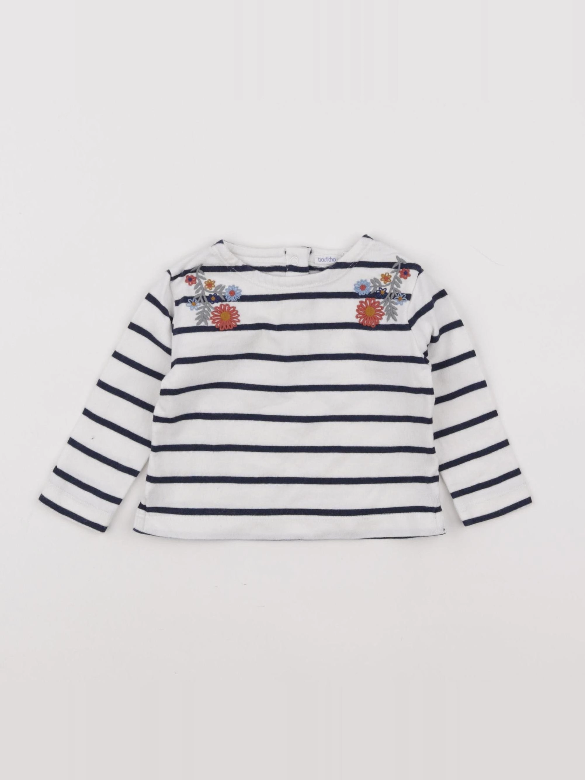Boutchou - tee-shirt blanc, bleu - 6 mois
