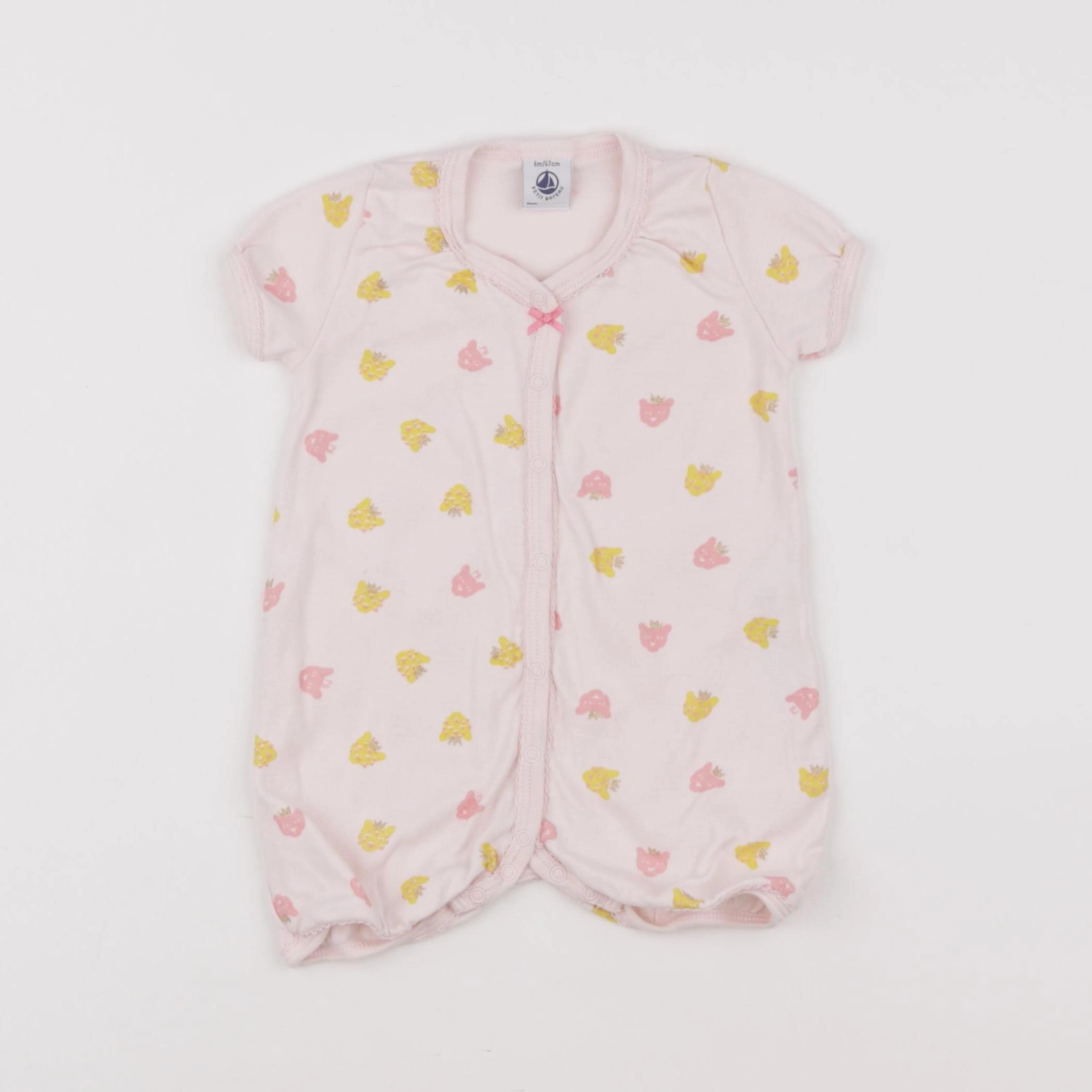 Petit Bateau - pyjama coton rose - 6 mois
