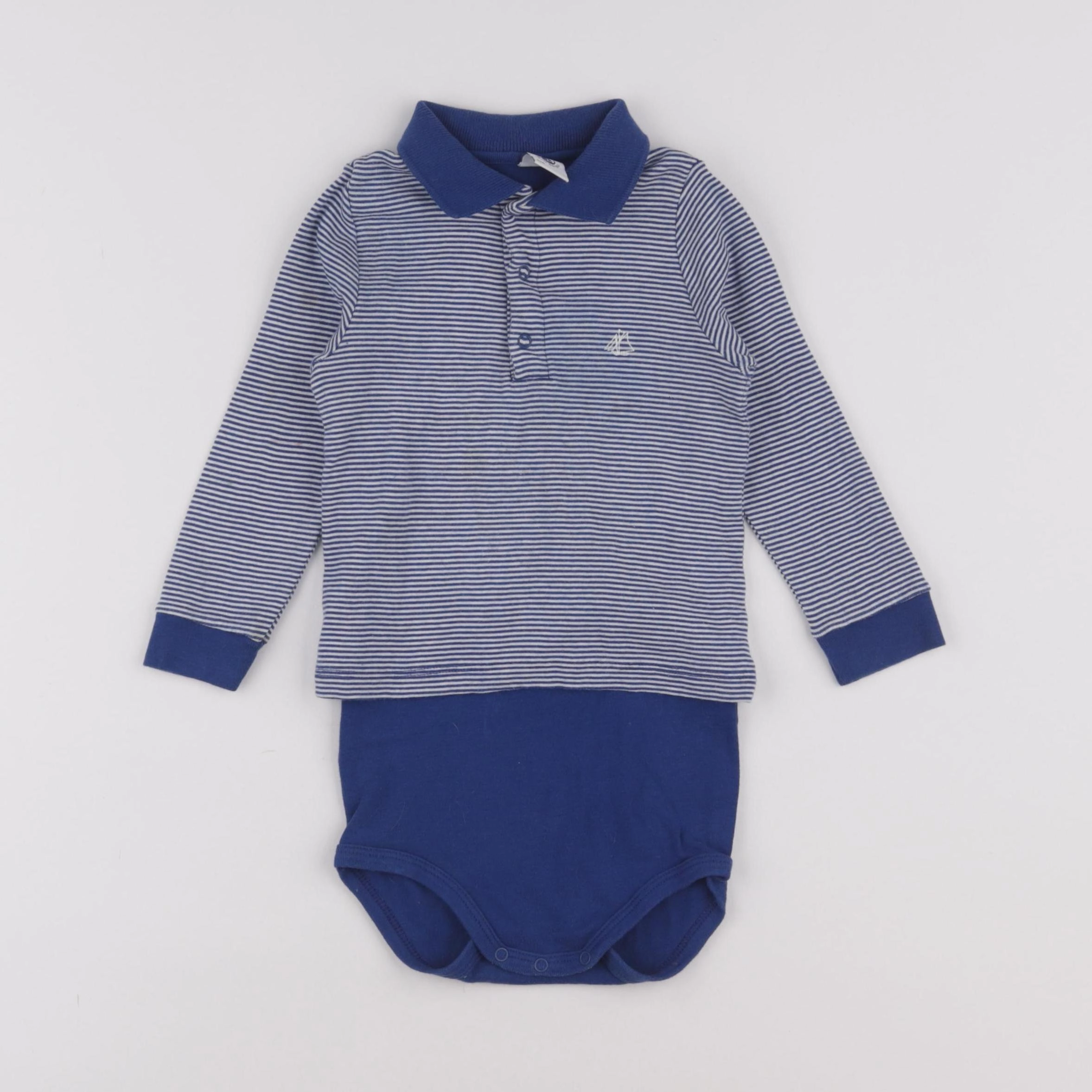 Petit Bateau - body tee-shirt bleu - 24 mois
