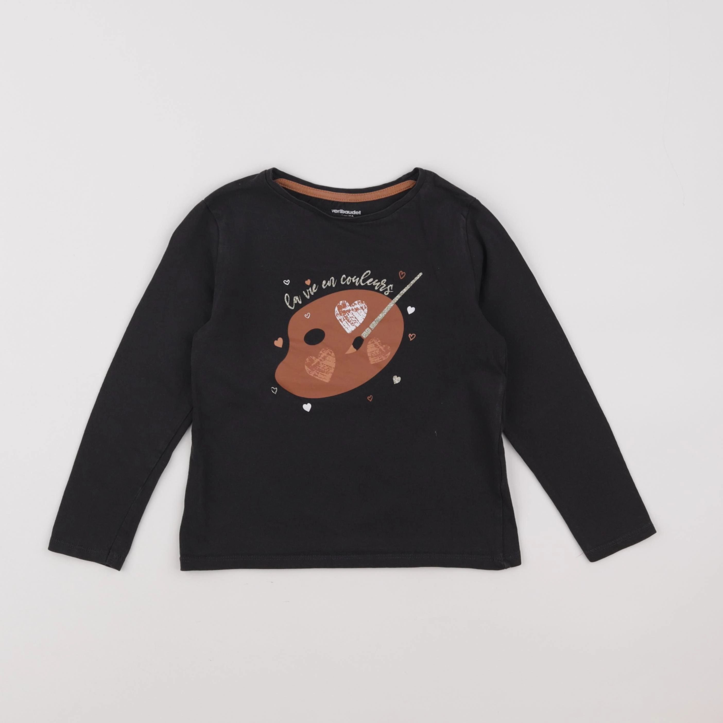 Vertbaudet - tee-shirt noir, or - 6 ans