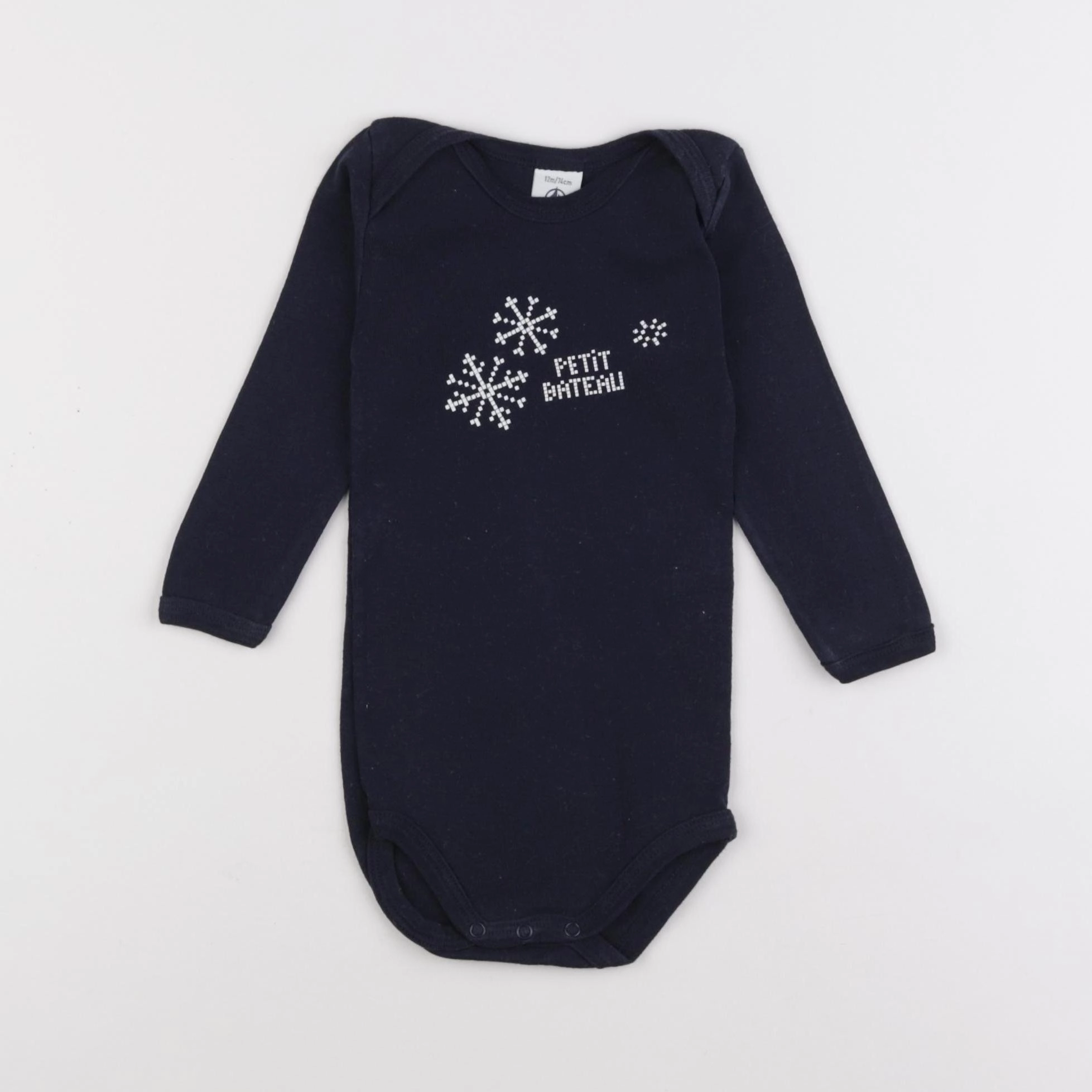 Petit Bateau - body noir - 12 mois