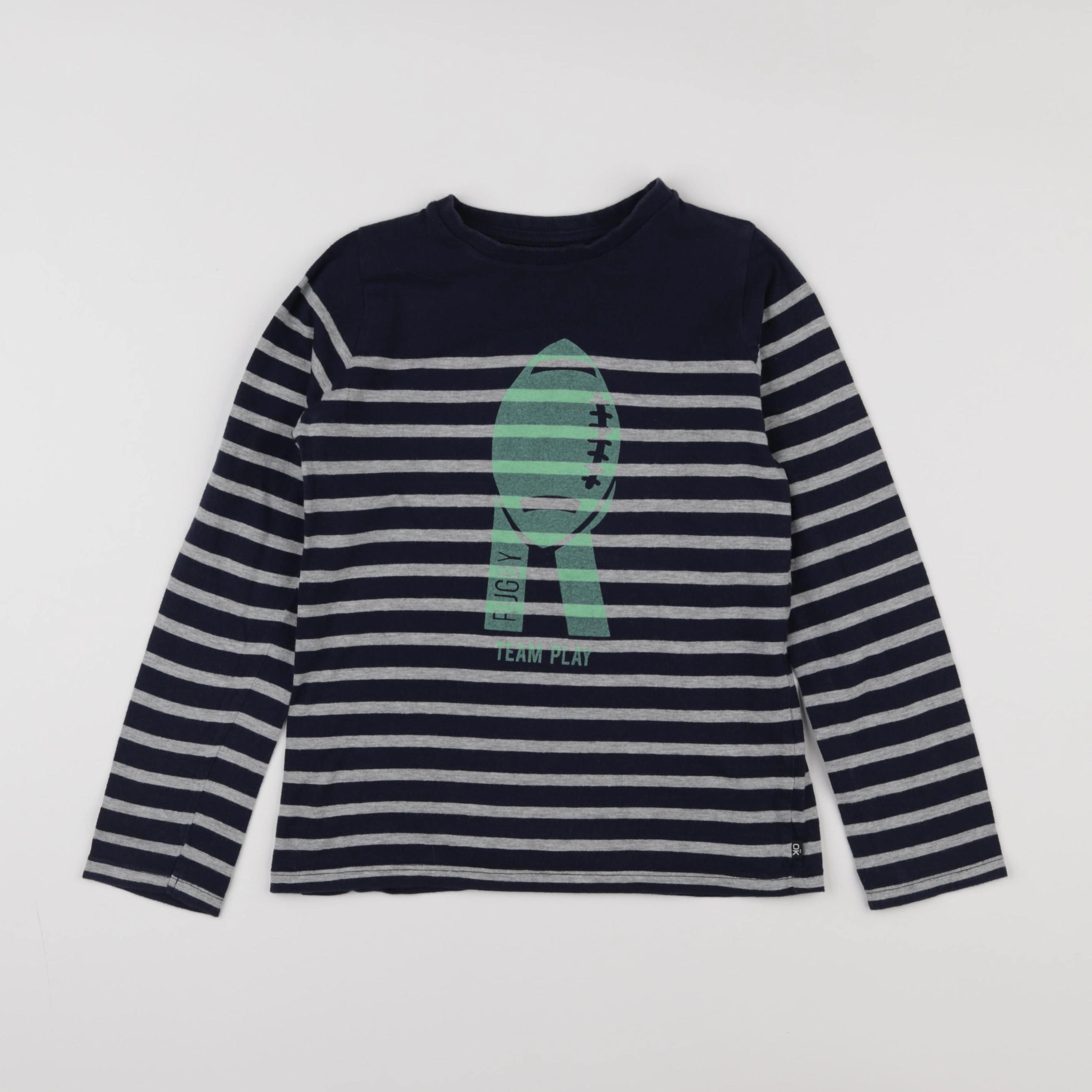 Okaidi - tee-shirt bleu, blanc - 8 ans