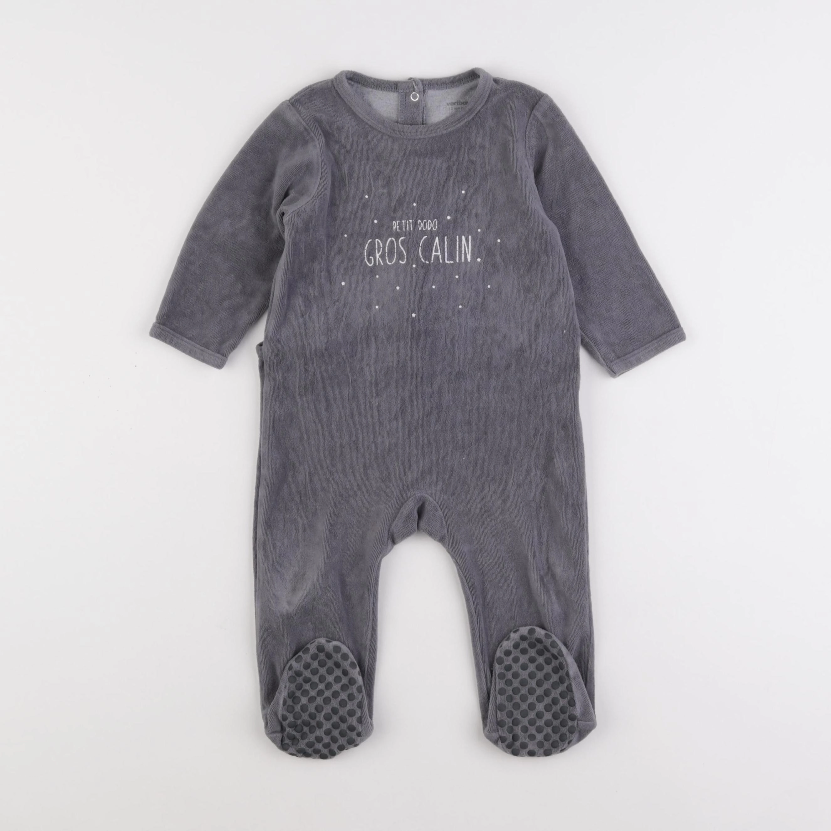 Vertbaudet - pyjama velours gris - 12 mois