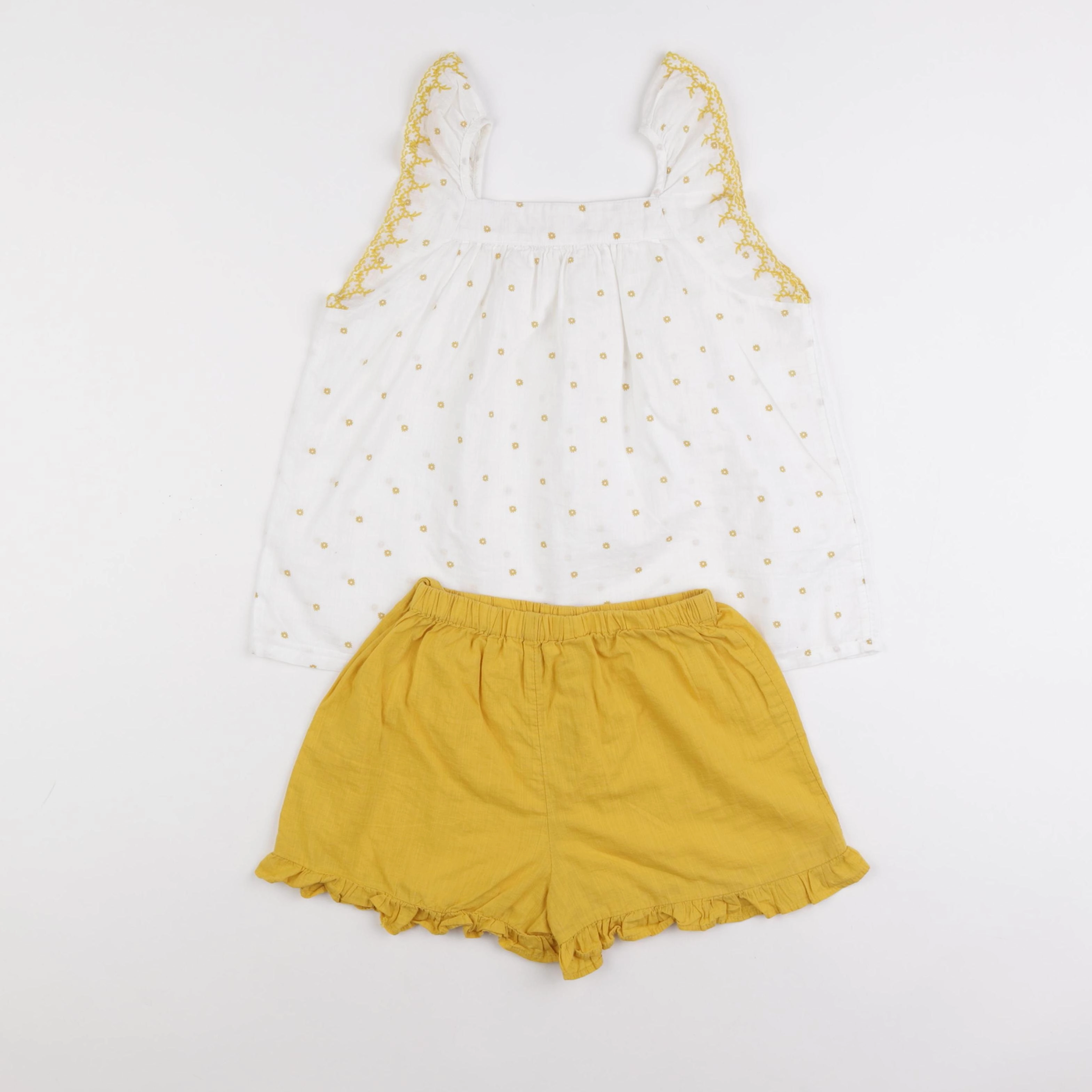 Monoprix - ensemble jaune, blanc - 8 ans