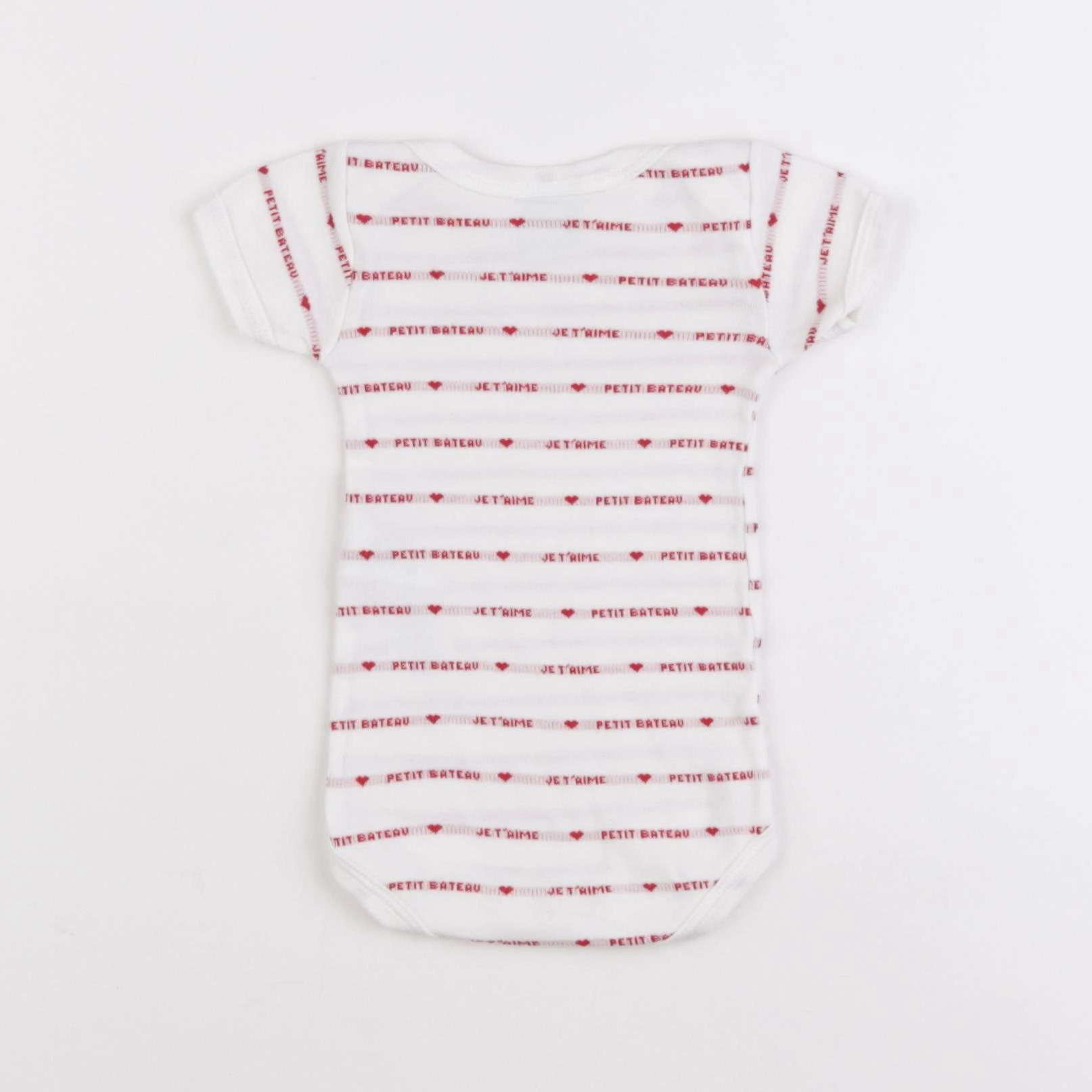 Petit Bateau - body blanc, rouge - 3 mois