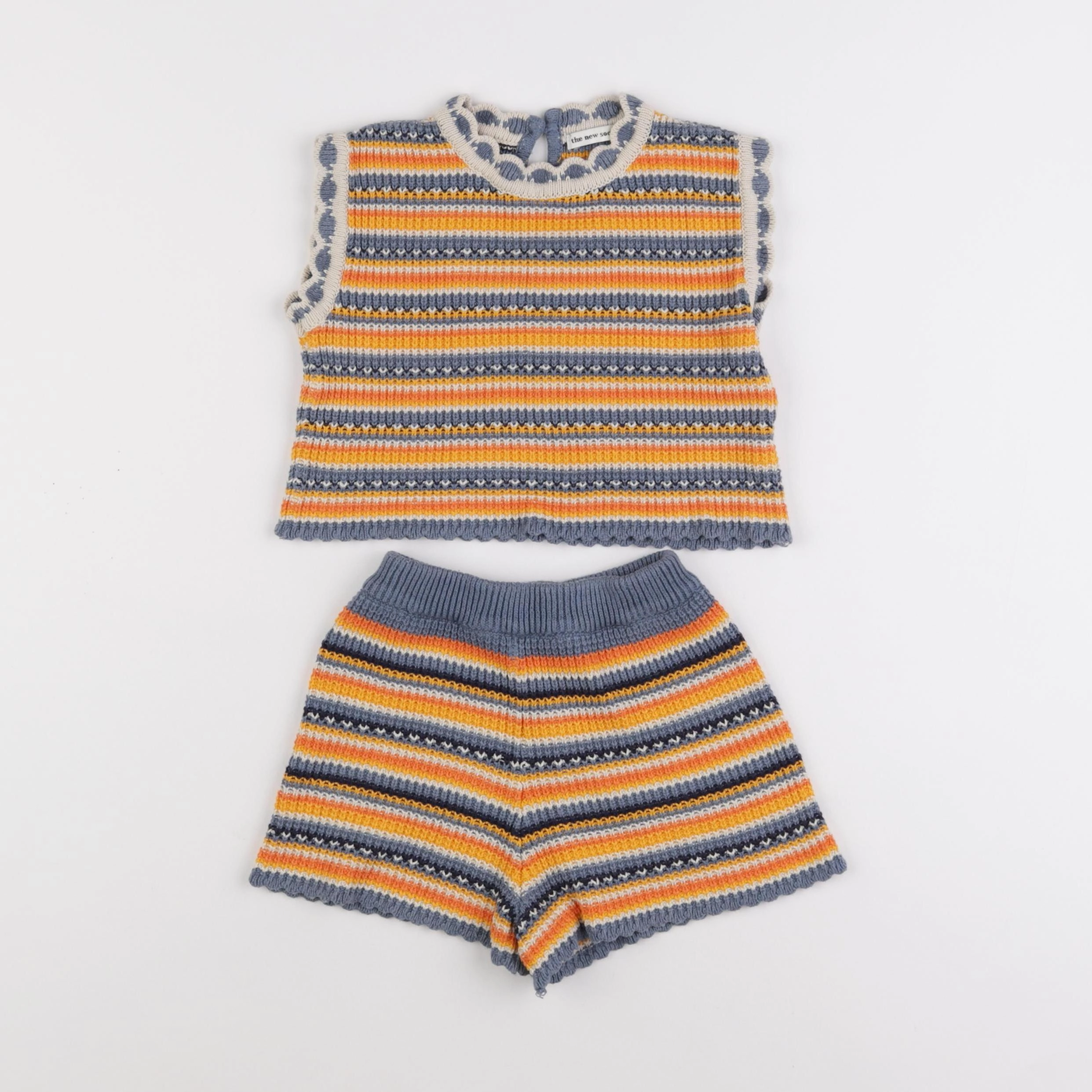 The new society - ensemble bleu, orange - 24 mois