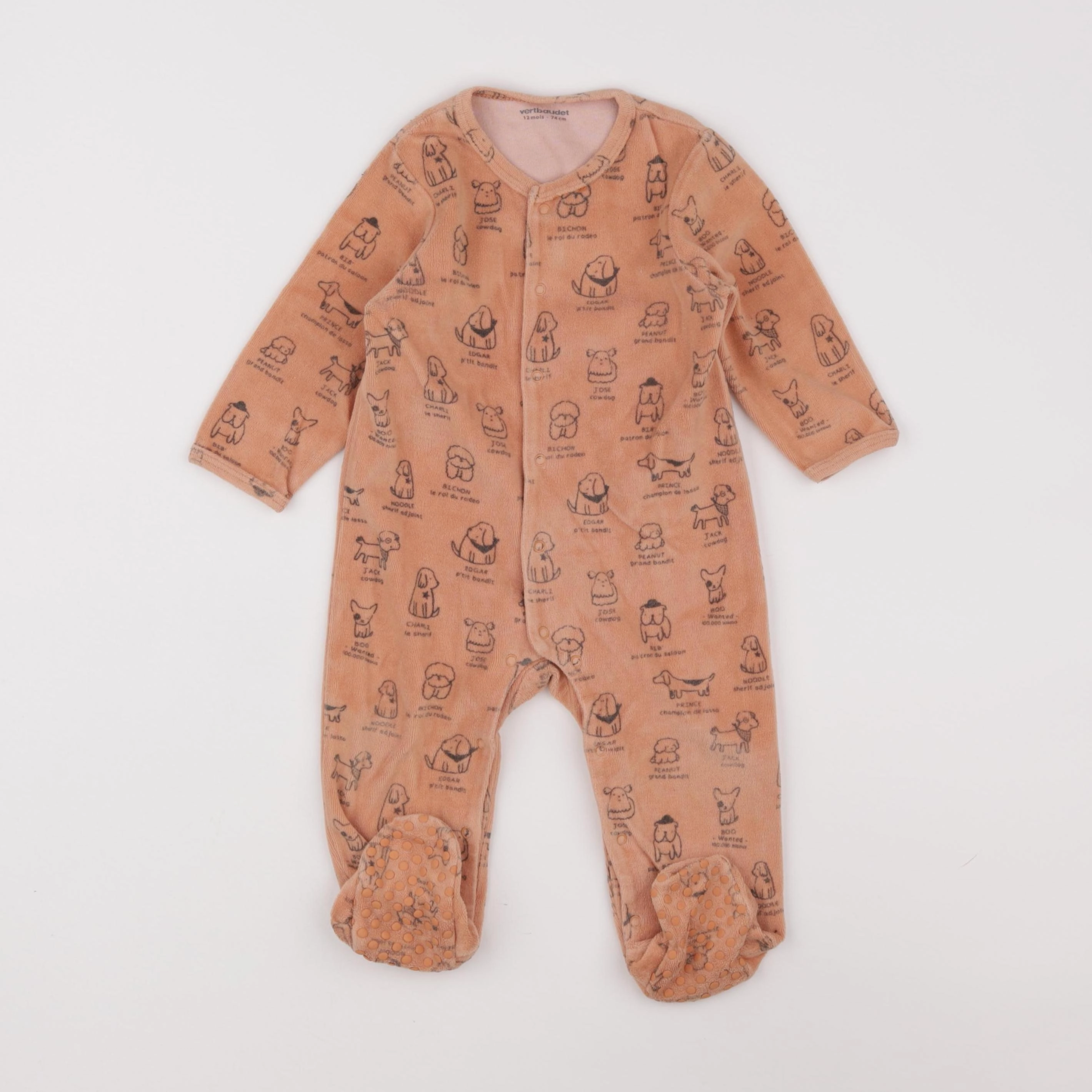 Vertbaudet - pyjama velours orange - 12 mois