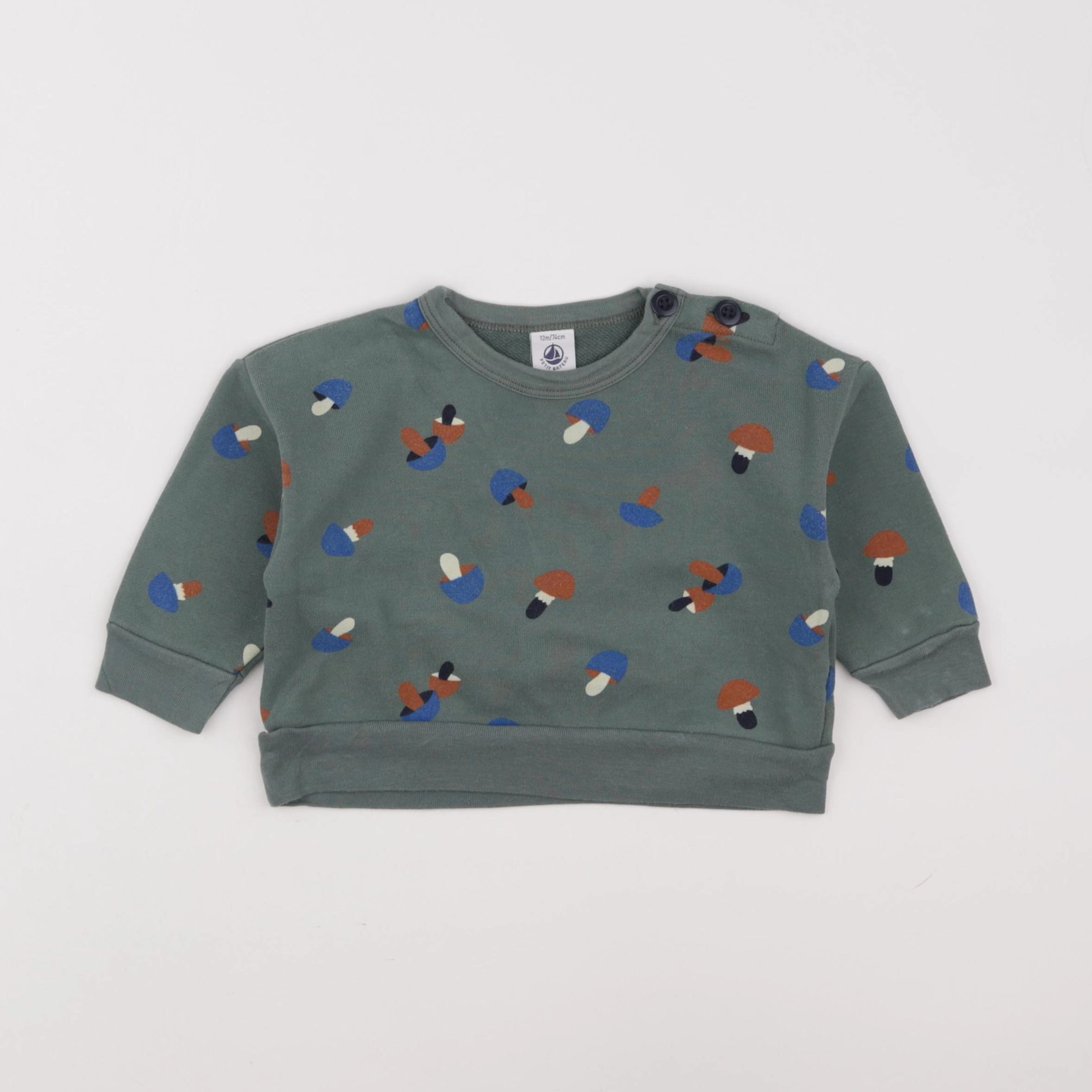Petit Bateau - sweat vert - 12 mois