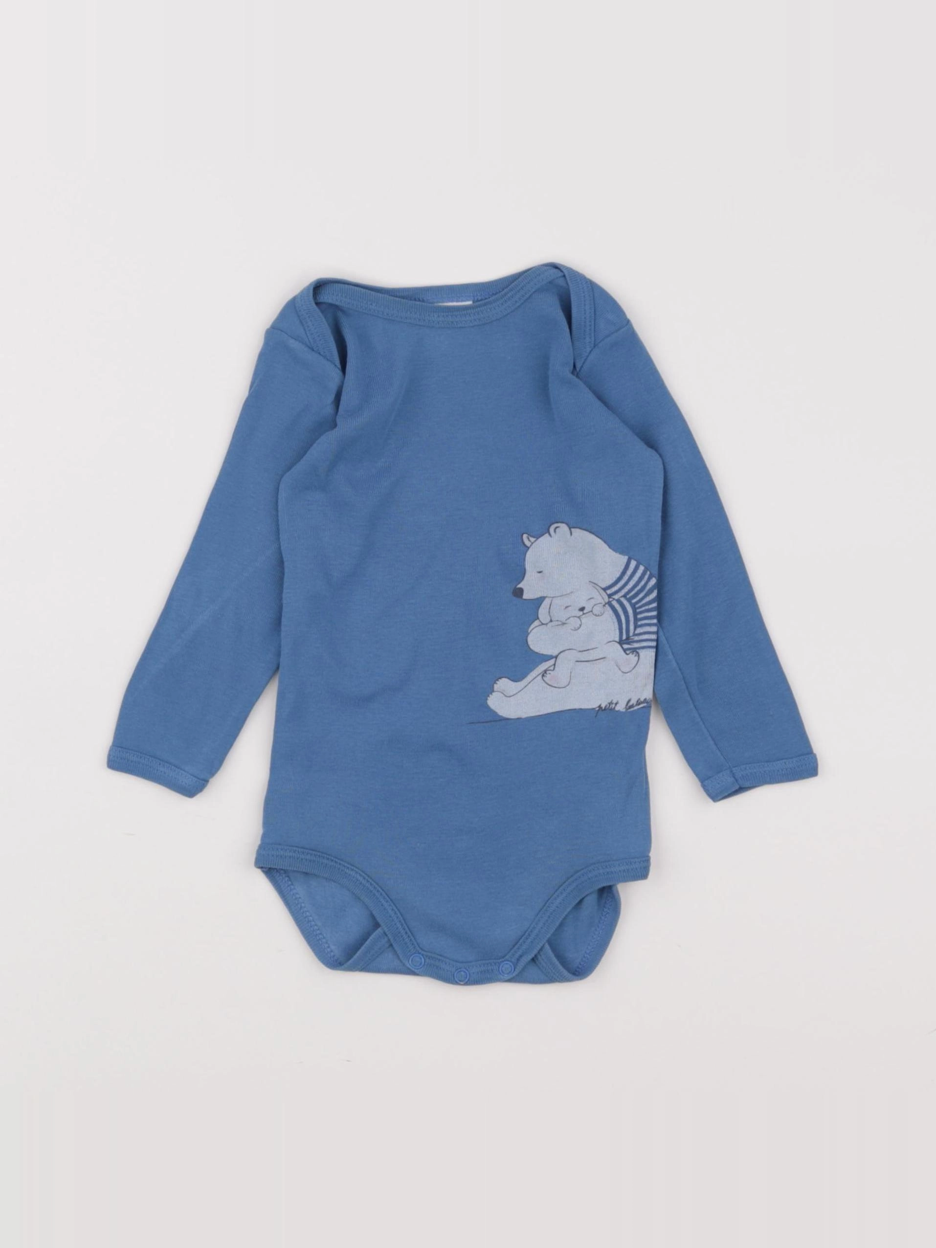 Petit Bateau - body bleu - 12 mois