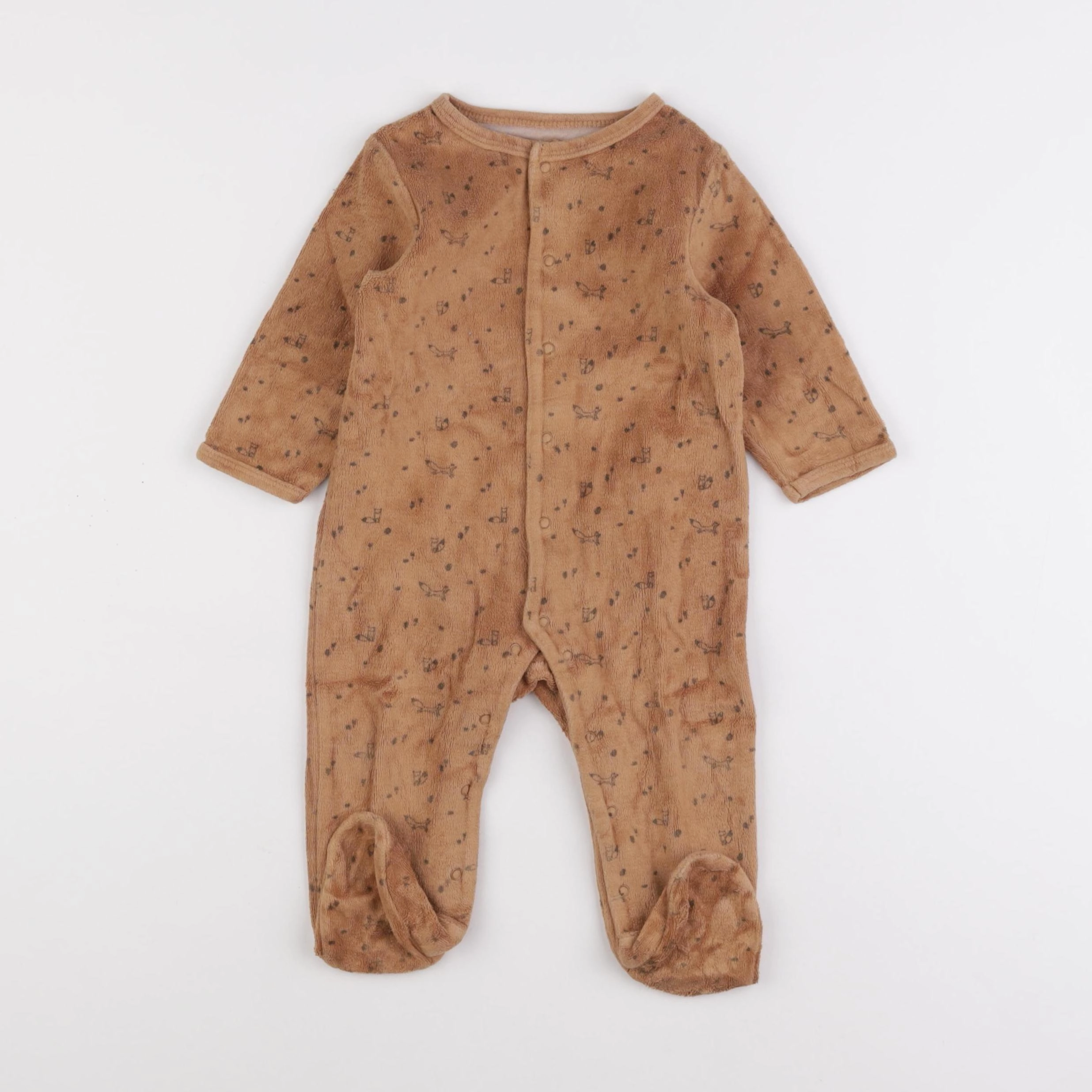 Vertbaudet - pyjama velours marron - 9 mois