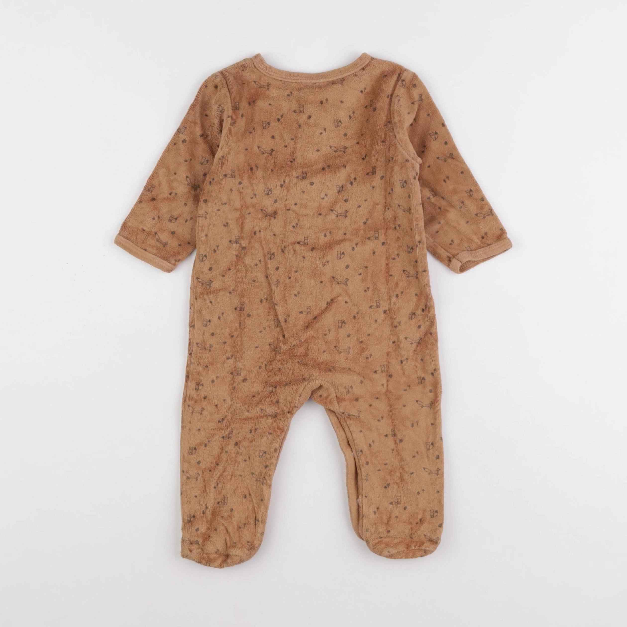 Vertbaudet - pyjama velours marron - 9 mois
